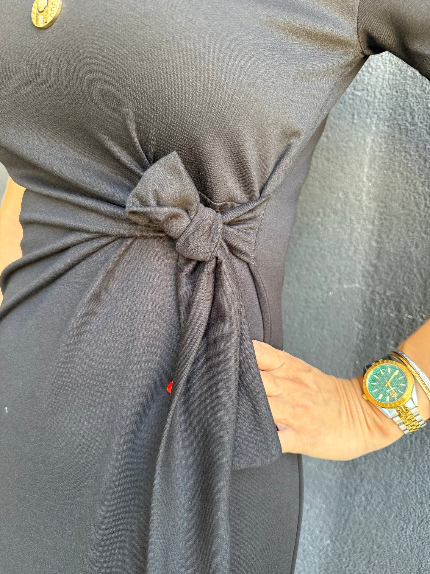 Fragman Modal Siyah Kuşaklı Elbise