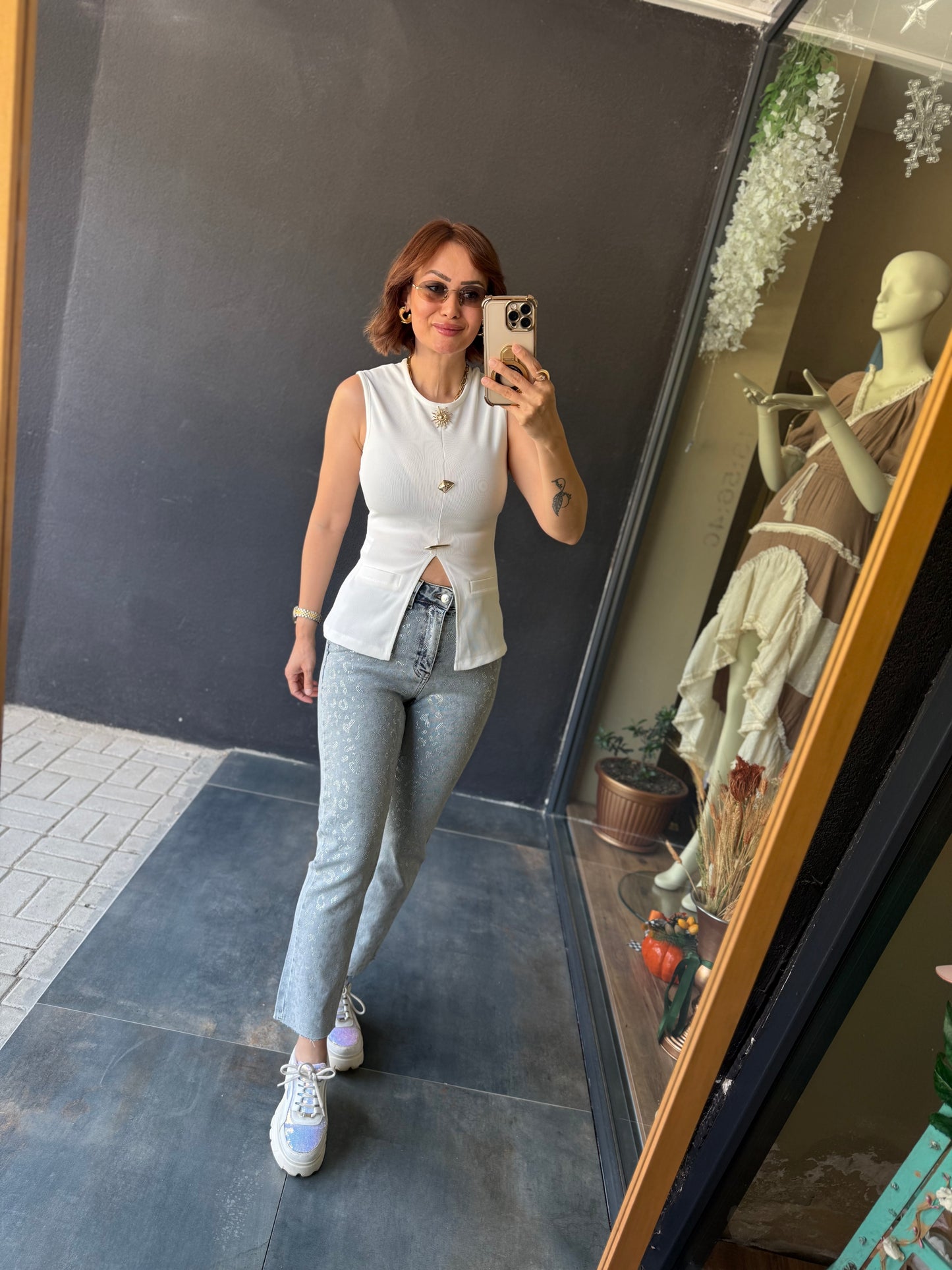 Xlove New Buz Yapıştırma Taş Jean