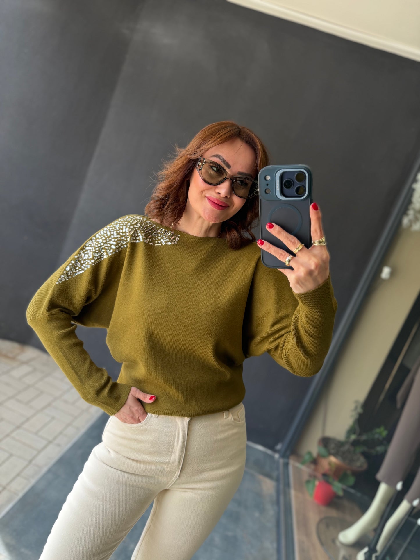 Crowi Yeşil Elit Triko Bluz