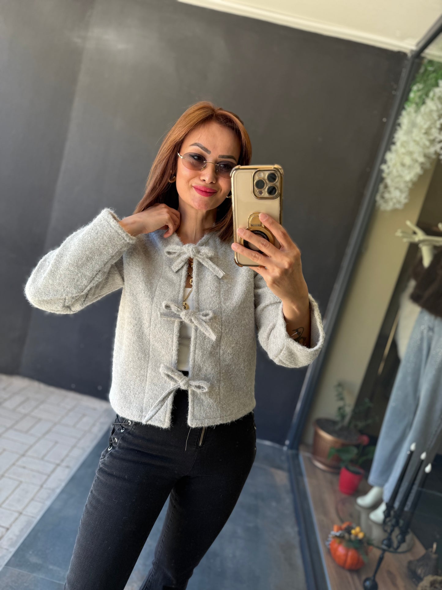 Creyn Gri Keçe Hırka