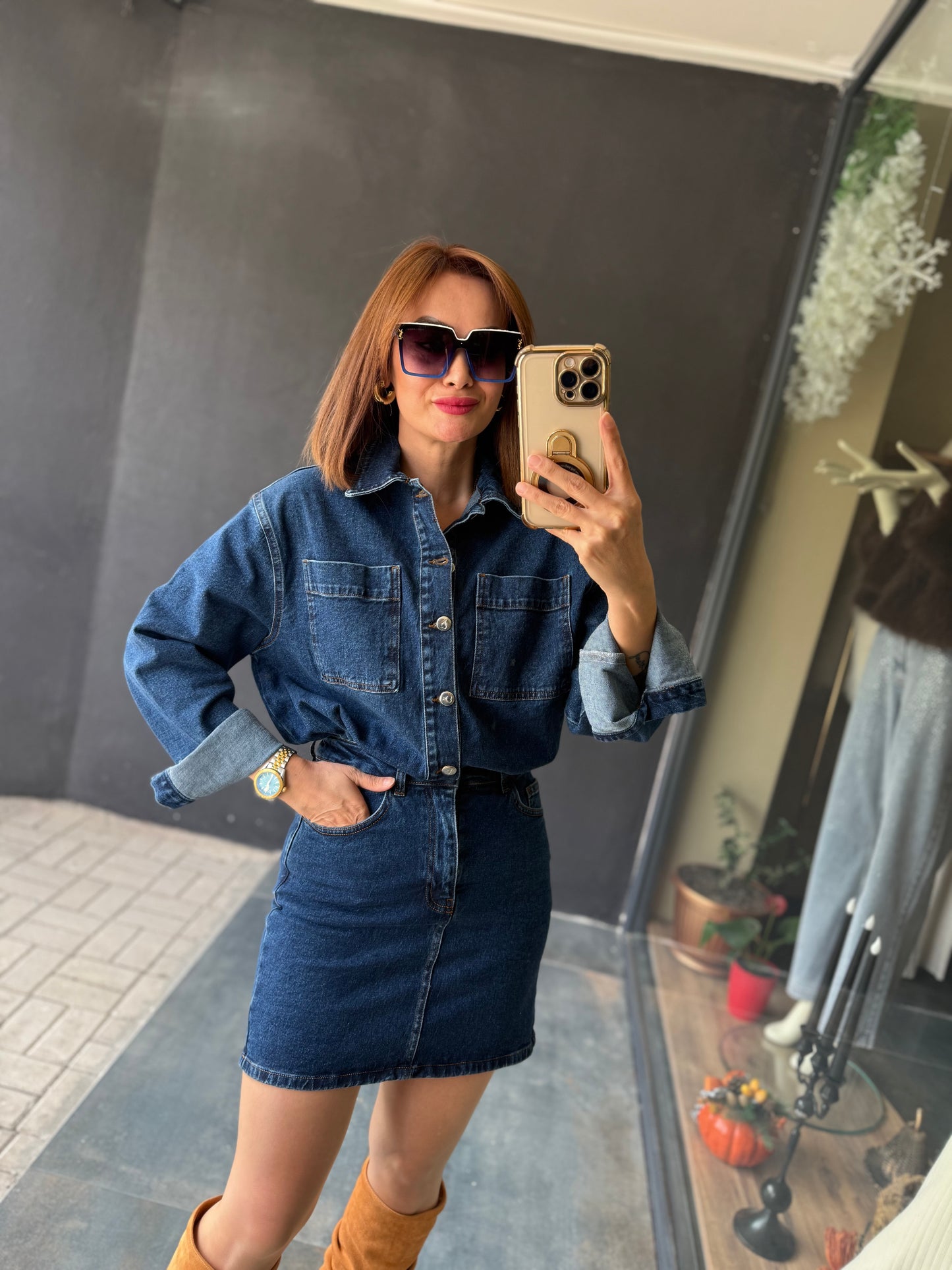 Xlove Mavi Toparlayıcı Kot Elbise