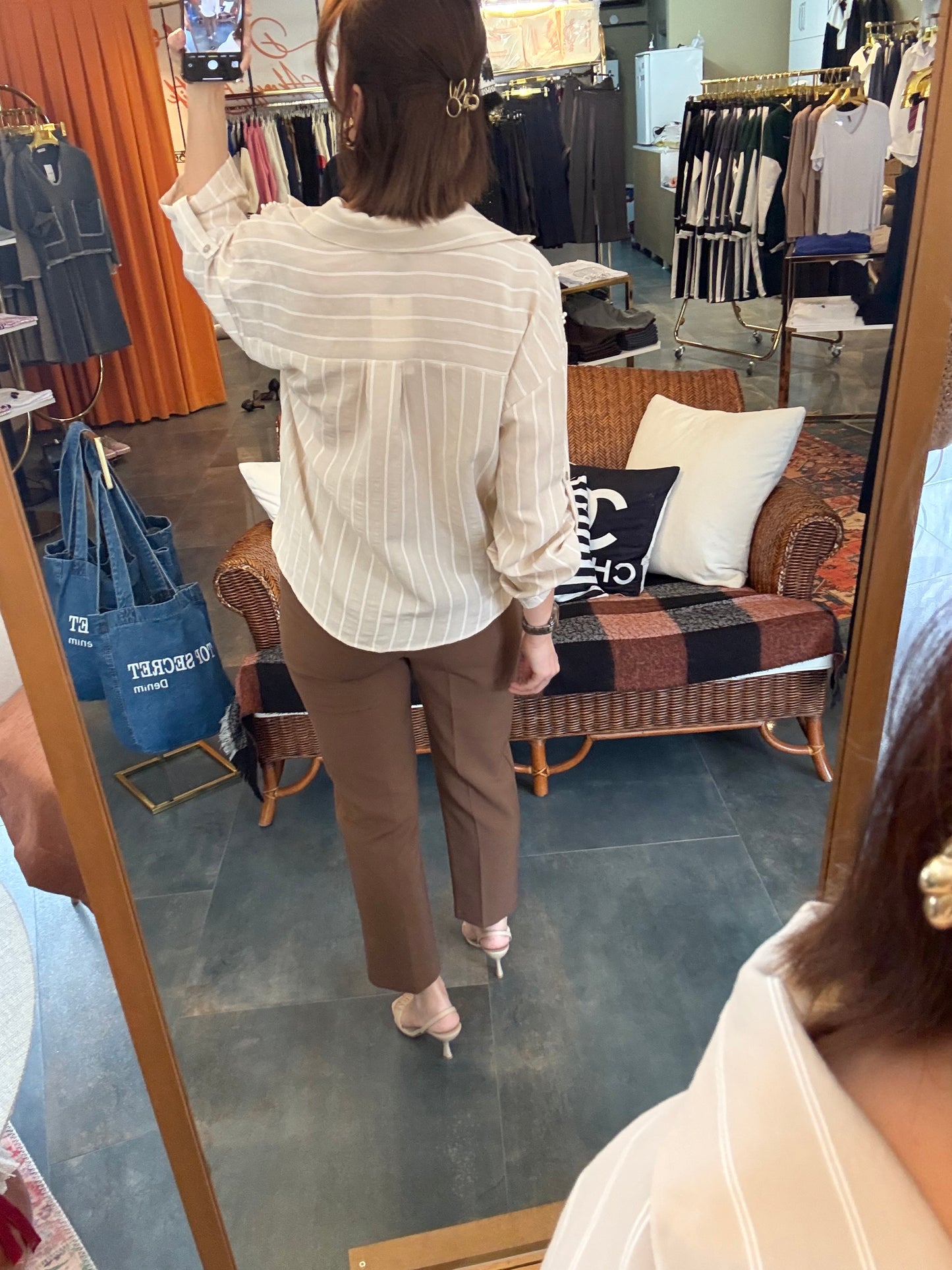 She Kahve Pensli Pantolon