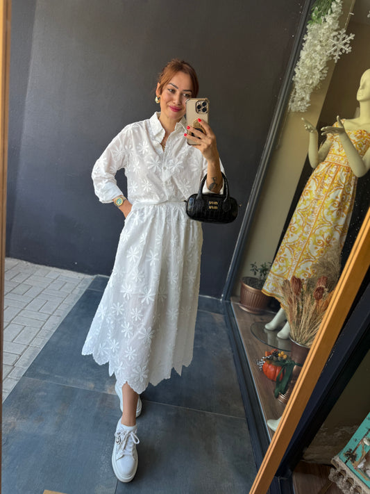 Marina Beyaz Etek & Gömlek Takım