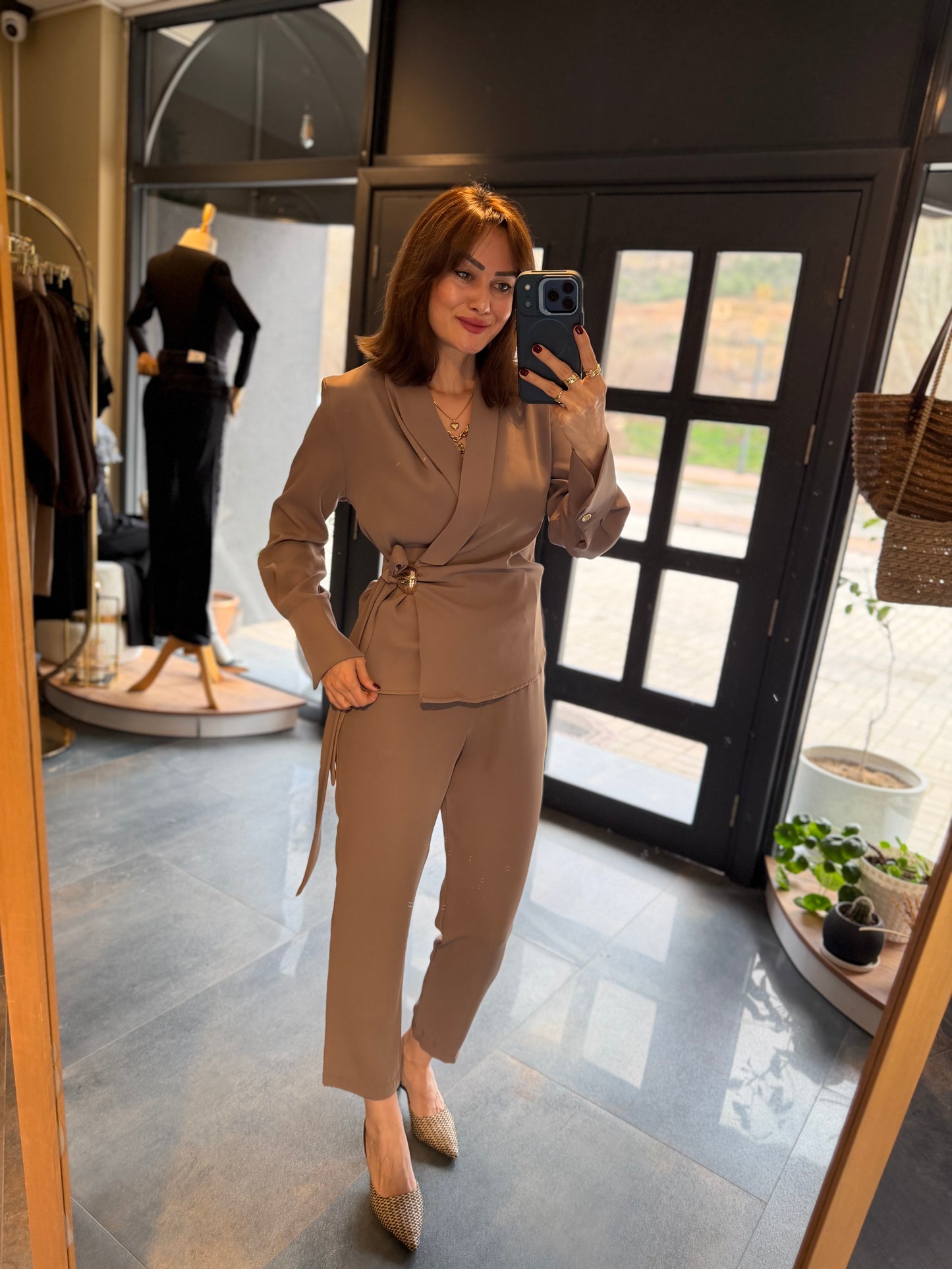 Gerarde Kemer Broşlu Yağ Yeşili Takım