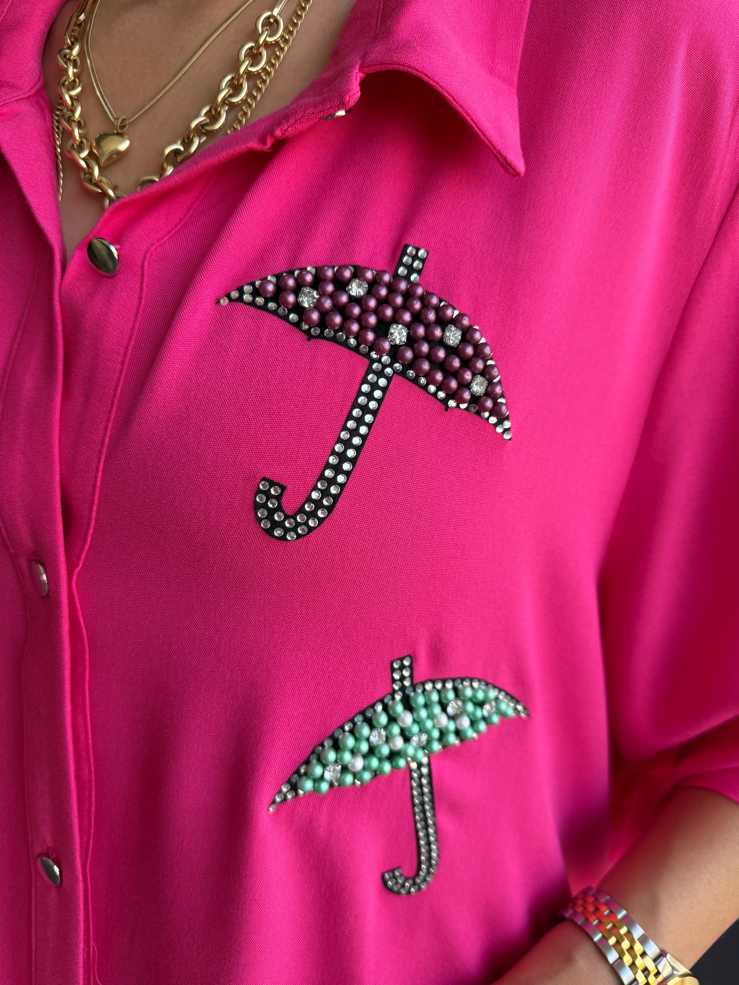 Osm Pembe Şemsiye Elbise/Tunik