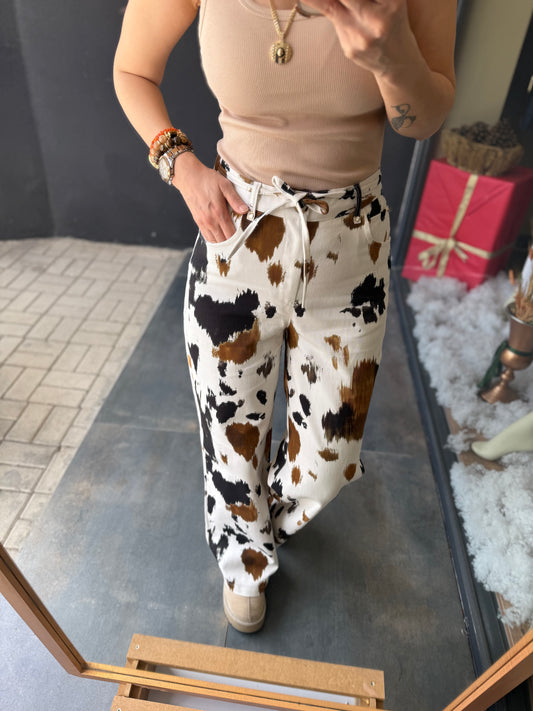 Katy Damalı Jean Keten Pantolon