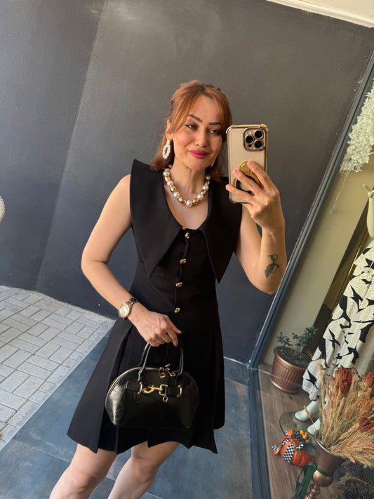 Jou Siyah Yakalı Elbise