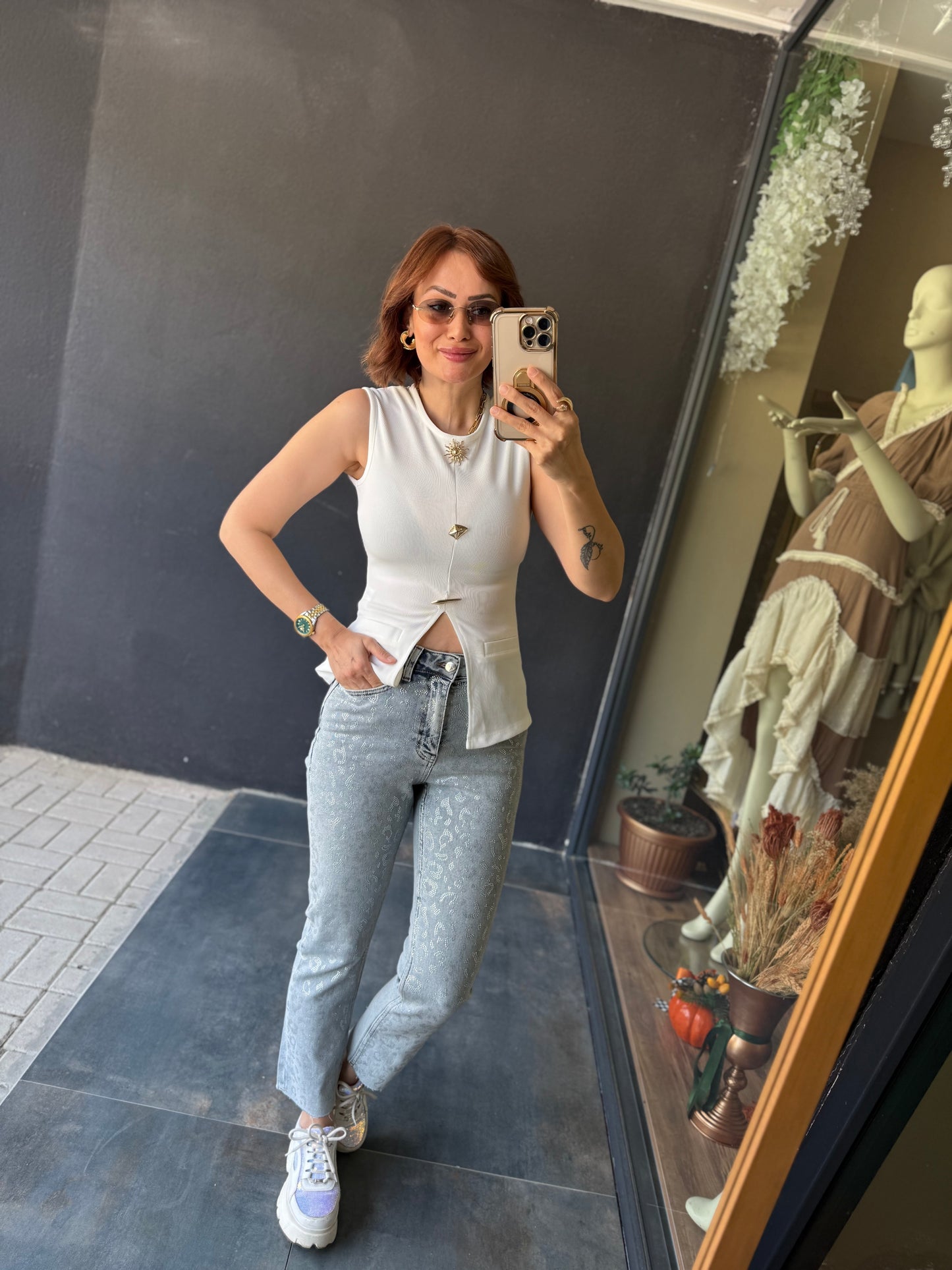 Xlove New Buz Yapıştırma Taş Jean