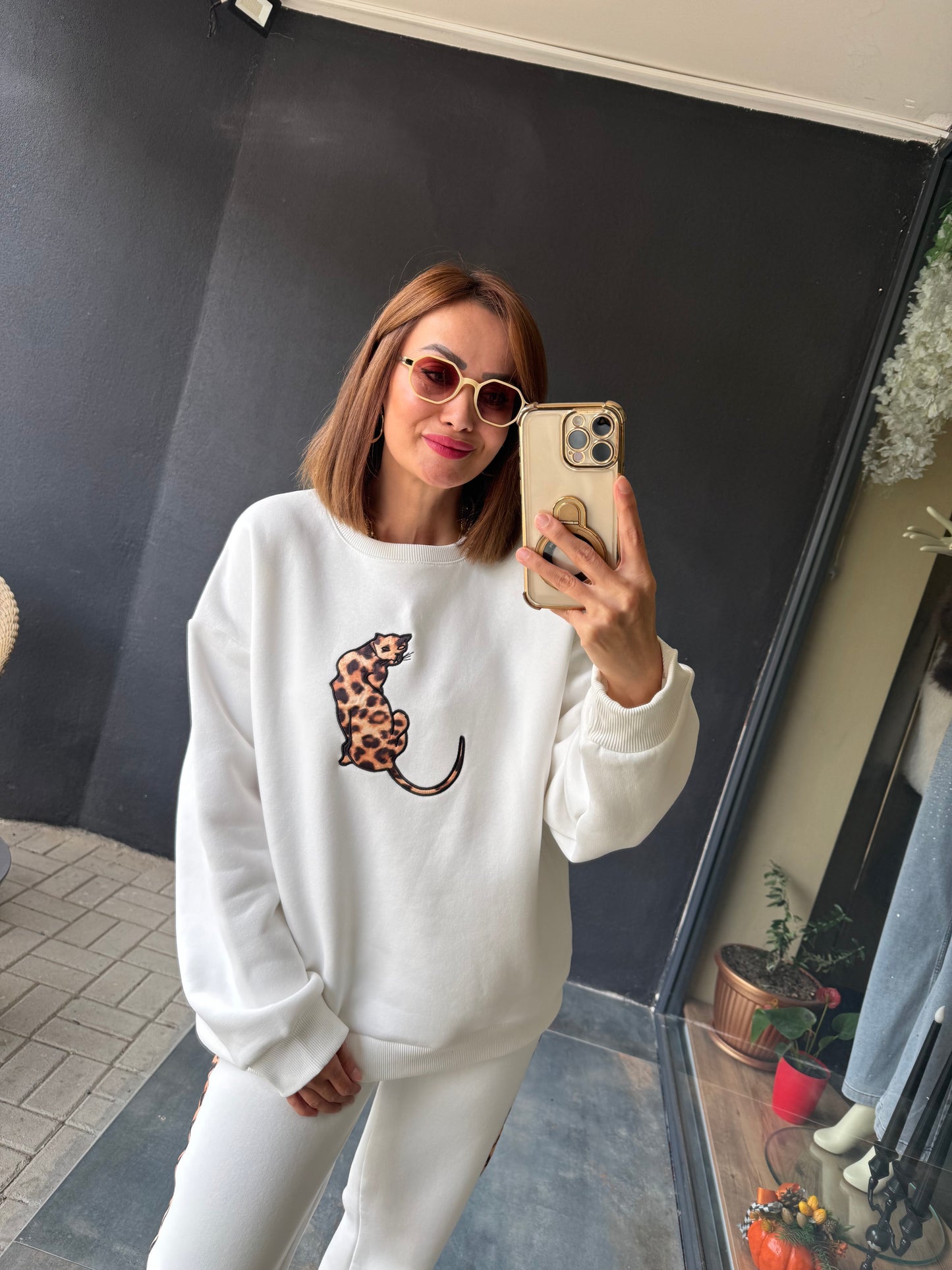 Ladima Beyaz Şardonlu Eşofman Takımı