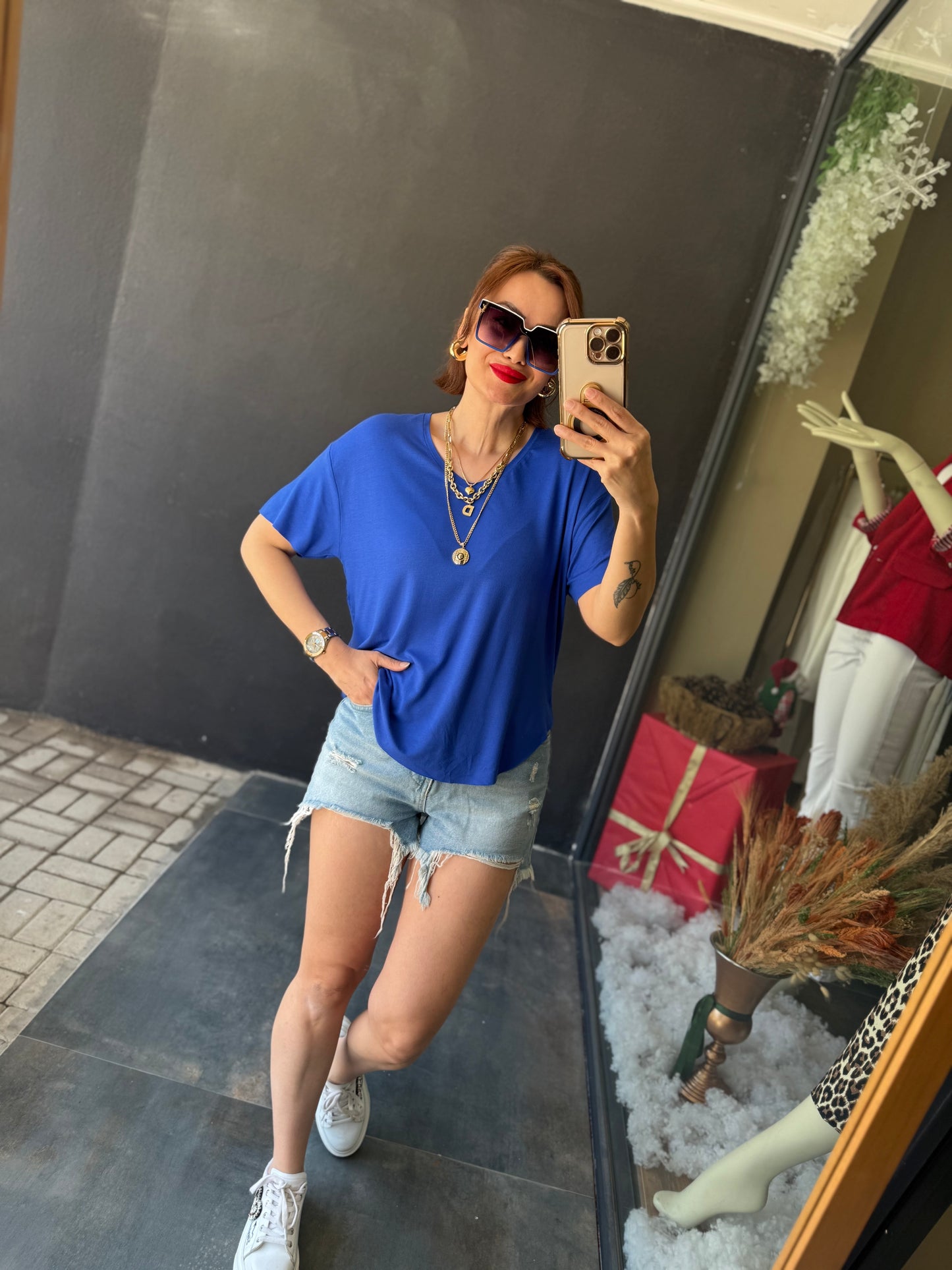 The Secret Mavi Yuvarlak Yaka Basic