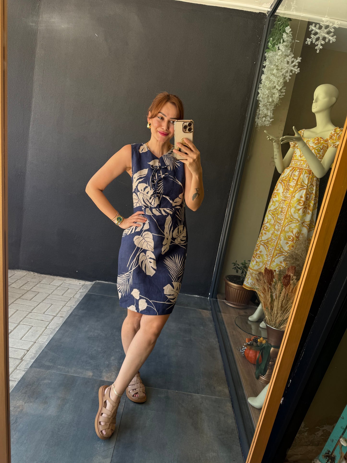 Jessica Lacivert Keten Elbise