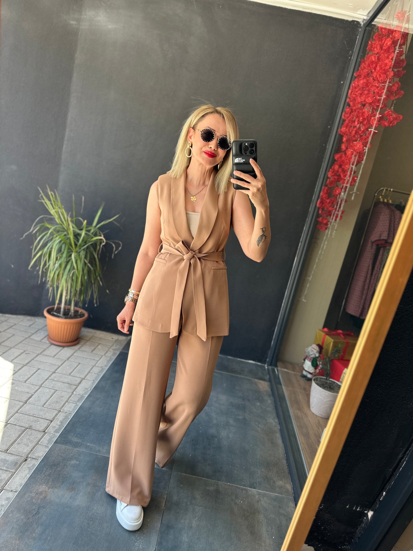 Rachel Camel Yelek Takım
