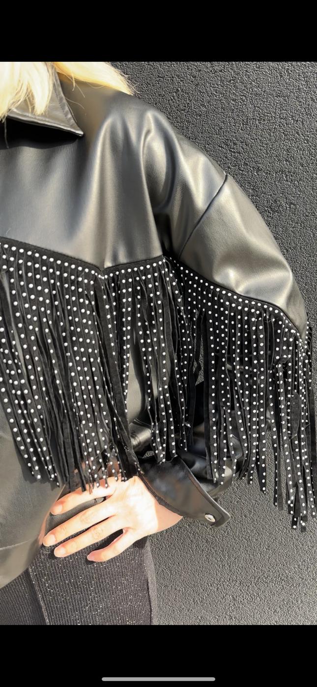 Püsküllü Fashion Deri Ceket