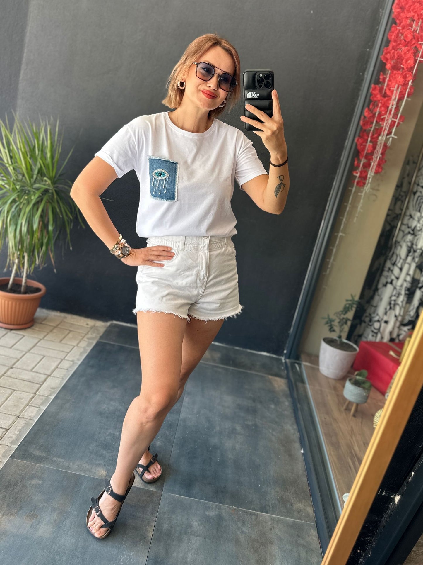 İpeksi 7 Kot Cep Detaylı Beyaz T-Shirt