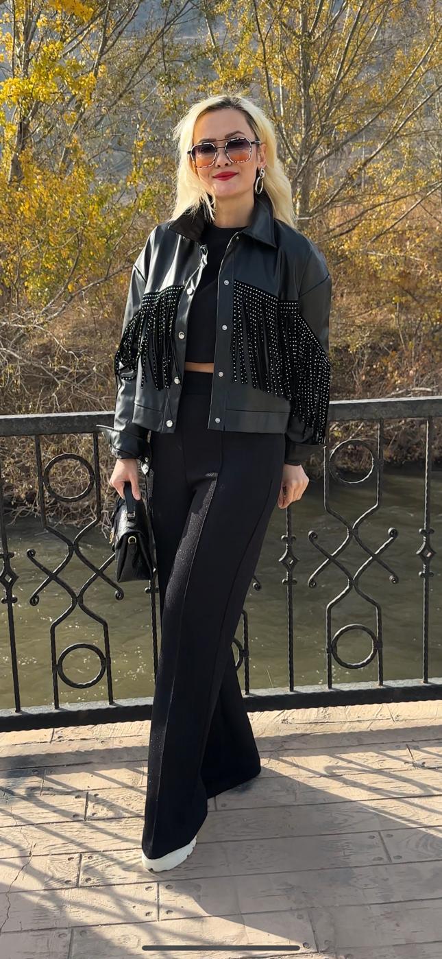 Püsküllü Fashion Deri Ceket