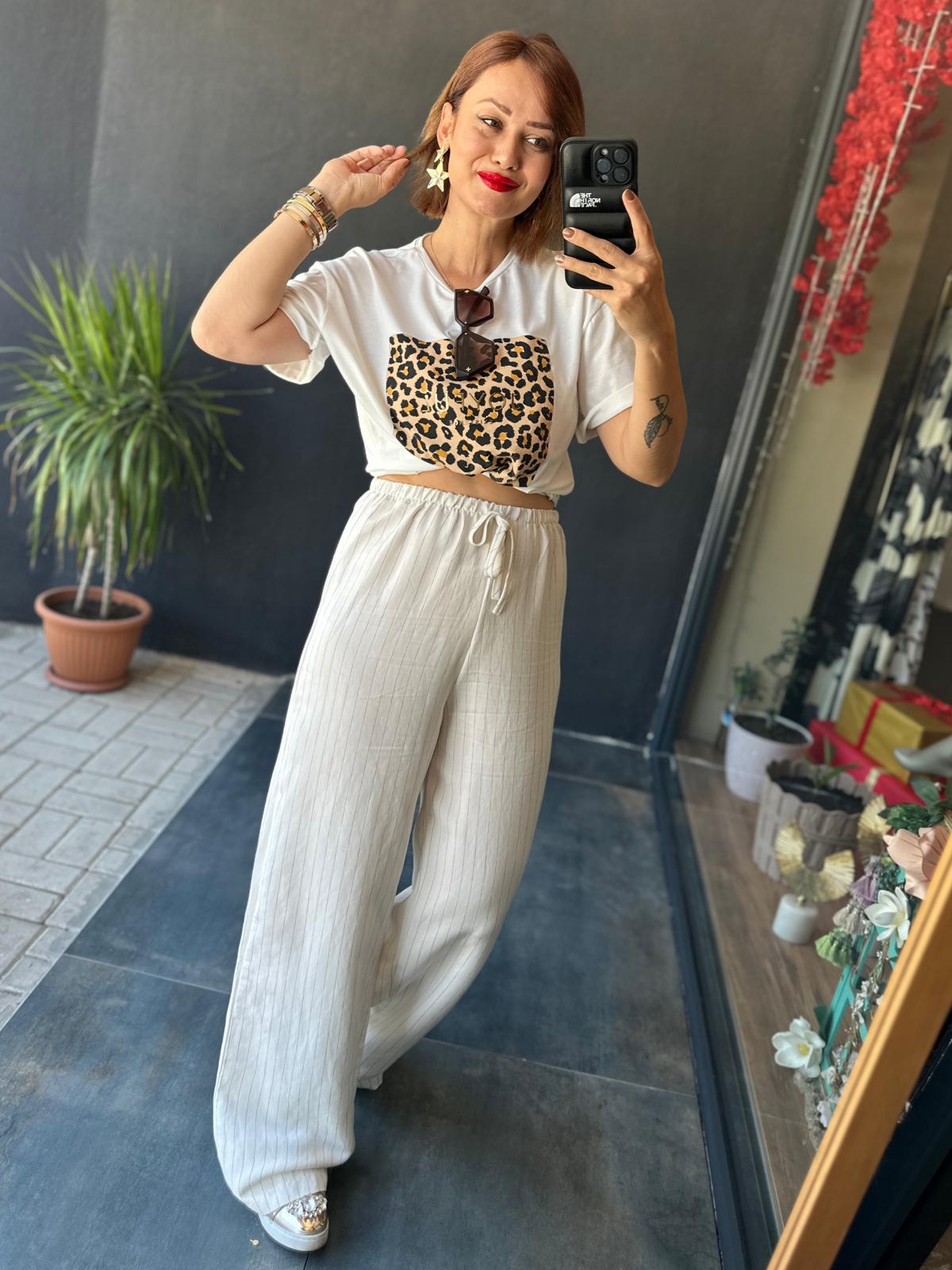 Mzr Marin Çizgili Palazzo pantolon