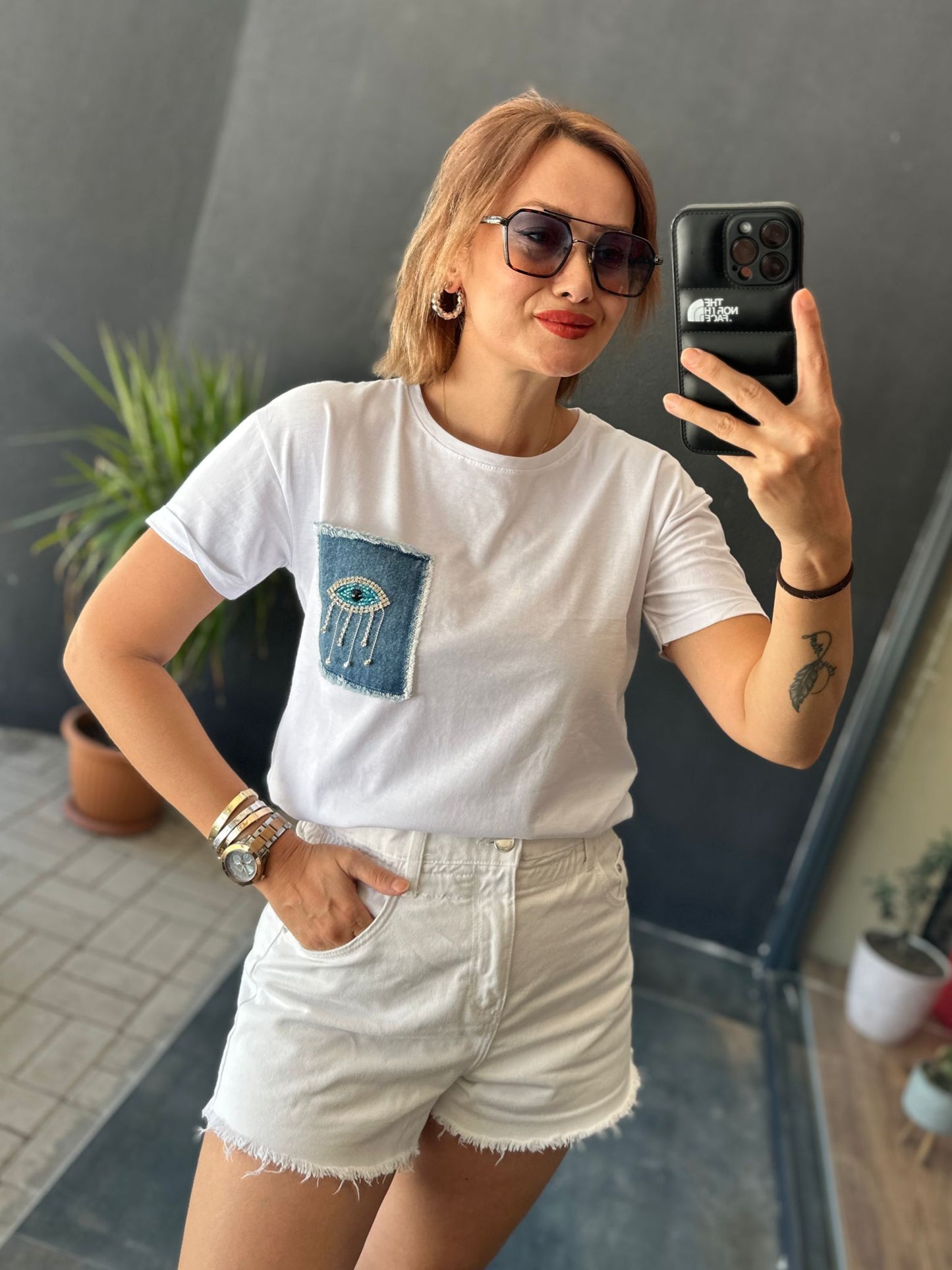 İpeksi 7 Kot Cep Detaylı Beyaz T-Shirt