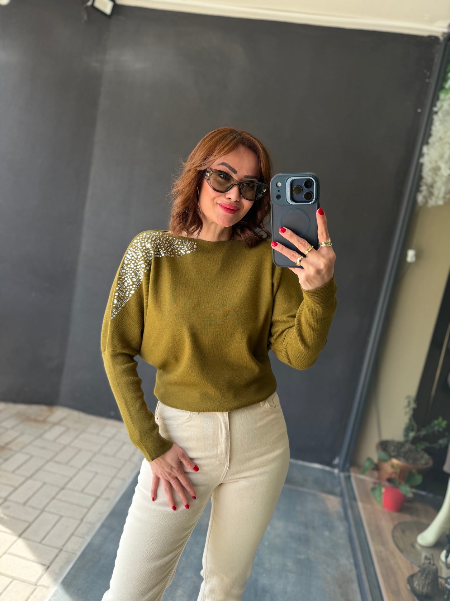 Crowi Yeşil Elit Triko Bluz