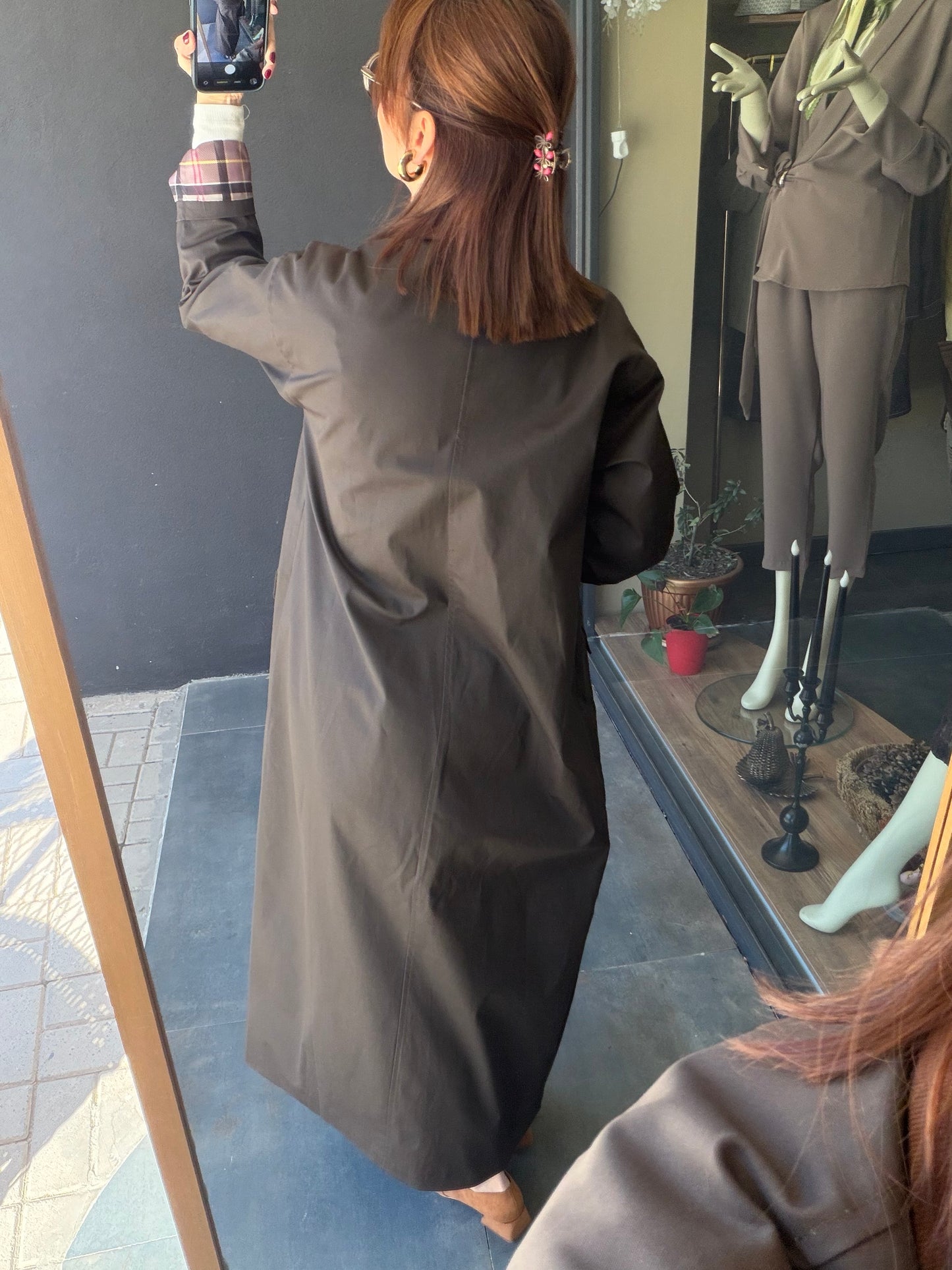 Mesli Kahve Su Geçirmez Trenchcoat