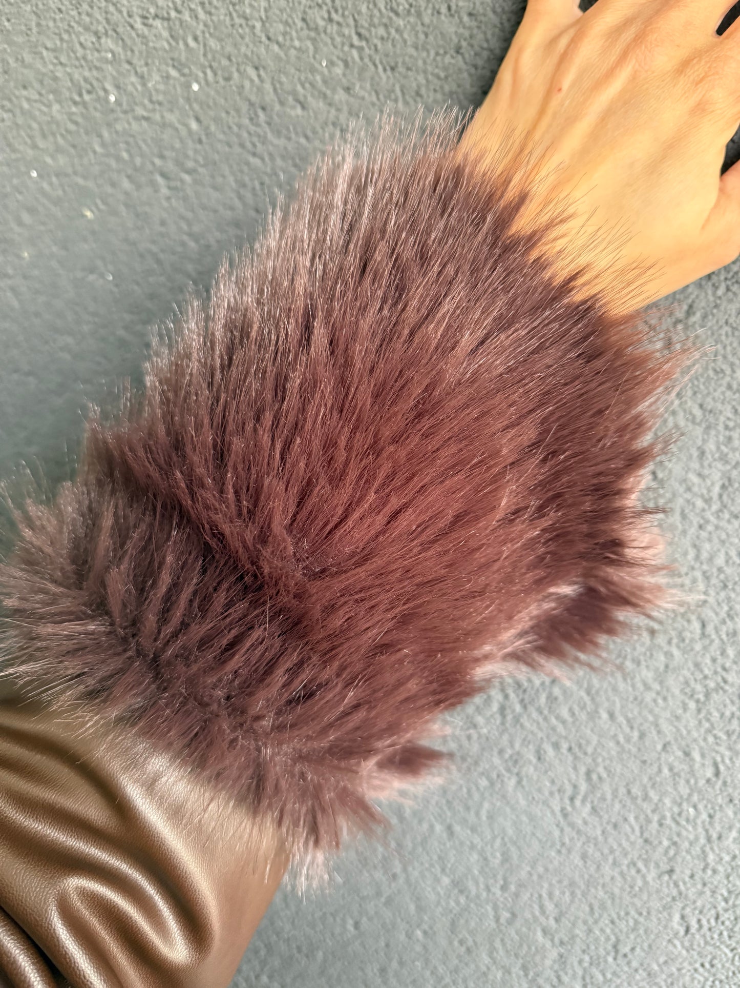 Deer Acı Kahve Deri &Kürk Ceket