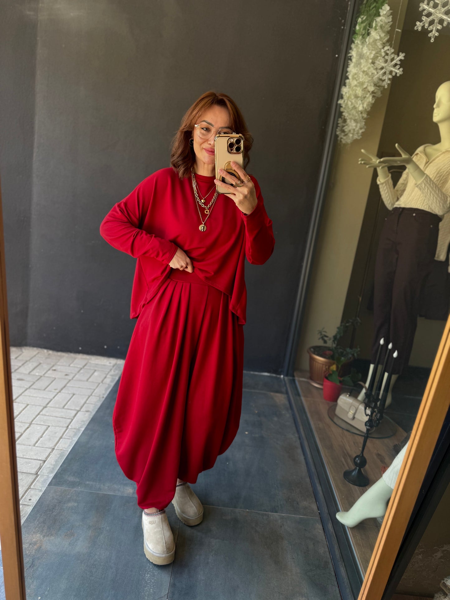 Modal Kırmızı Harem Takım