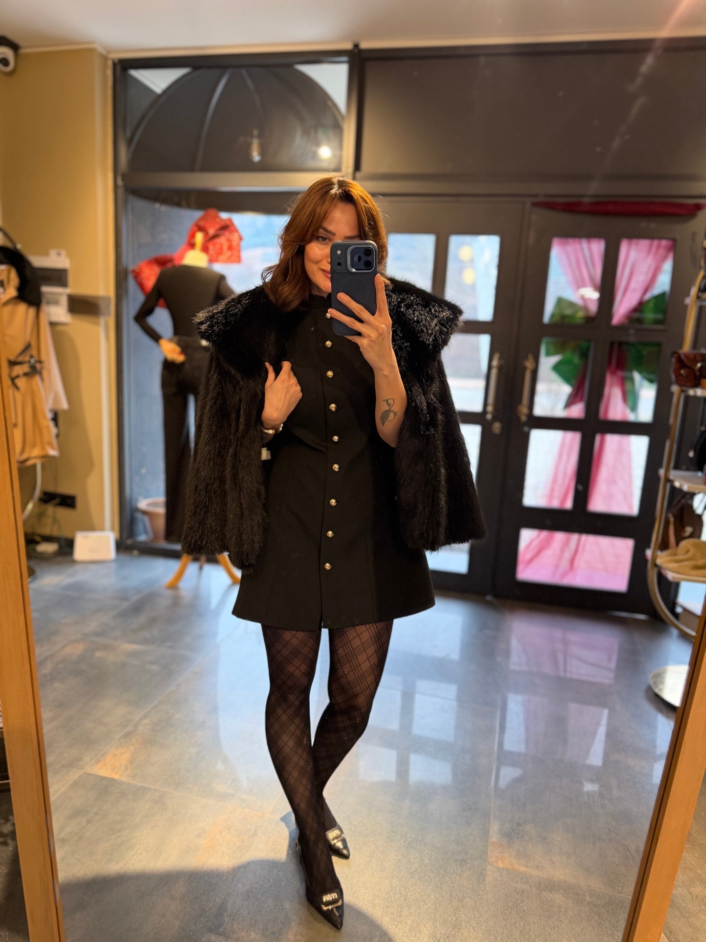 Mosss Siyah / Gold Düğmeli Elbise