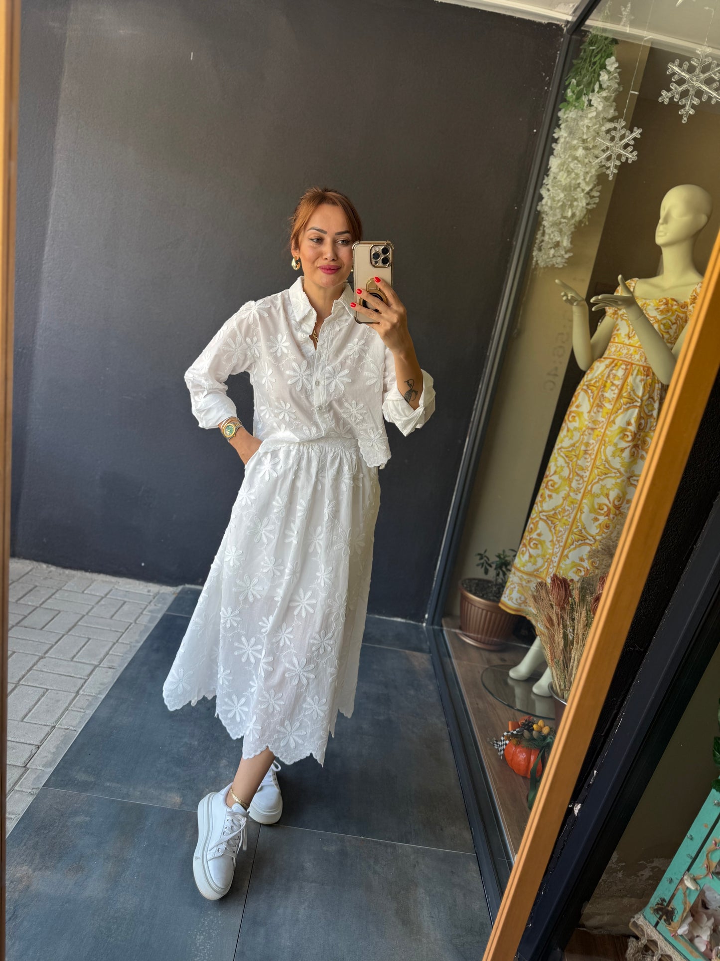 Marina Beyaz Etek & Gömlek Takım