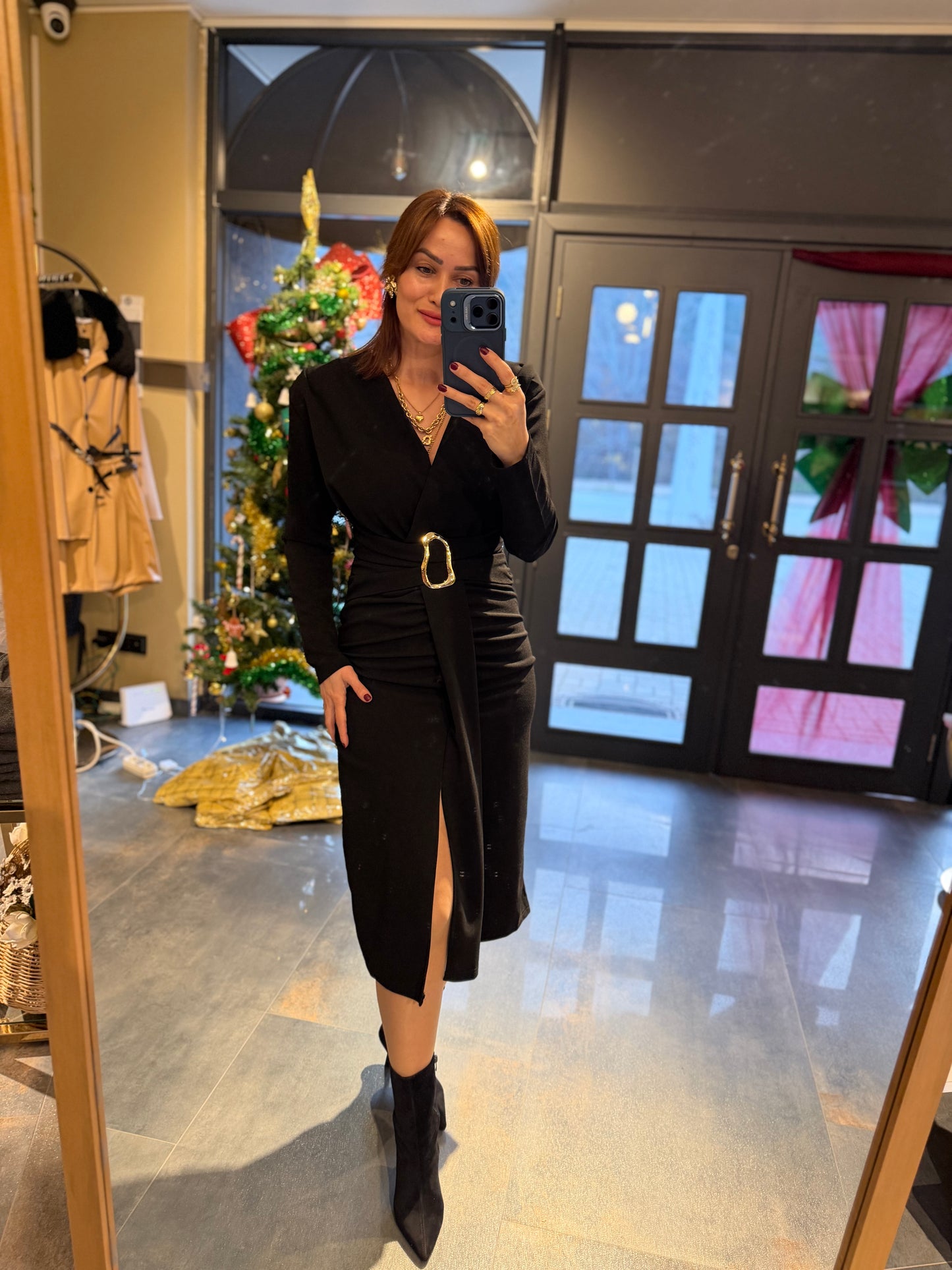 Alin Siyah Kemer Detaylı Korse Elbise