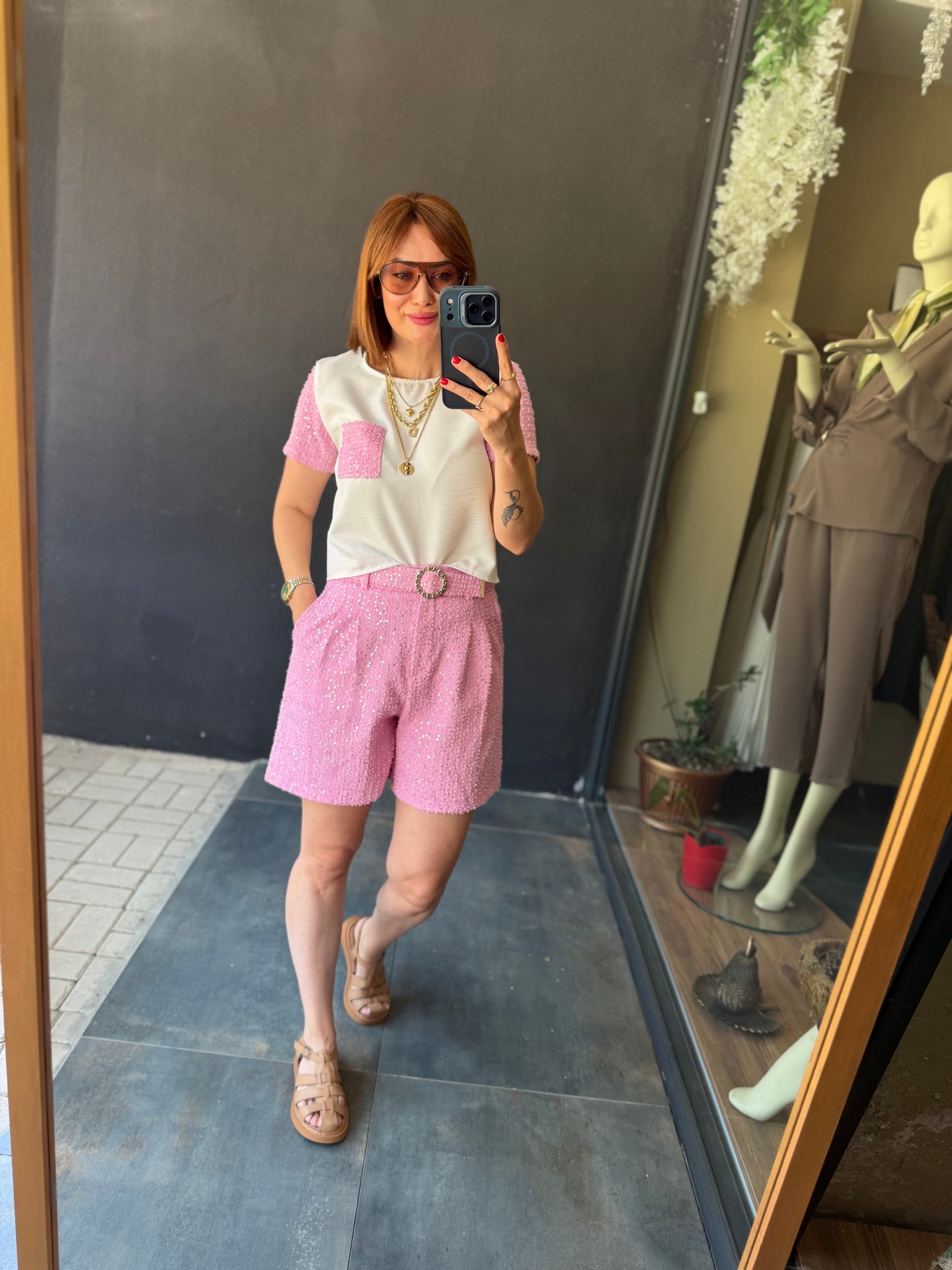 Pembe Şort & Tshirt Takım