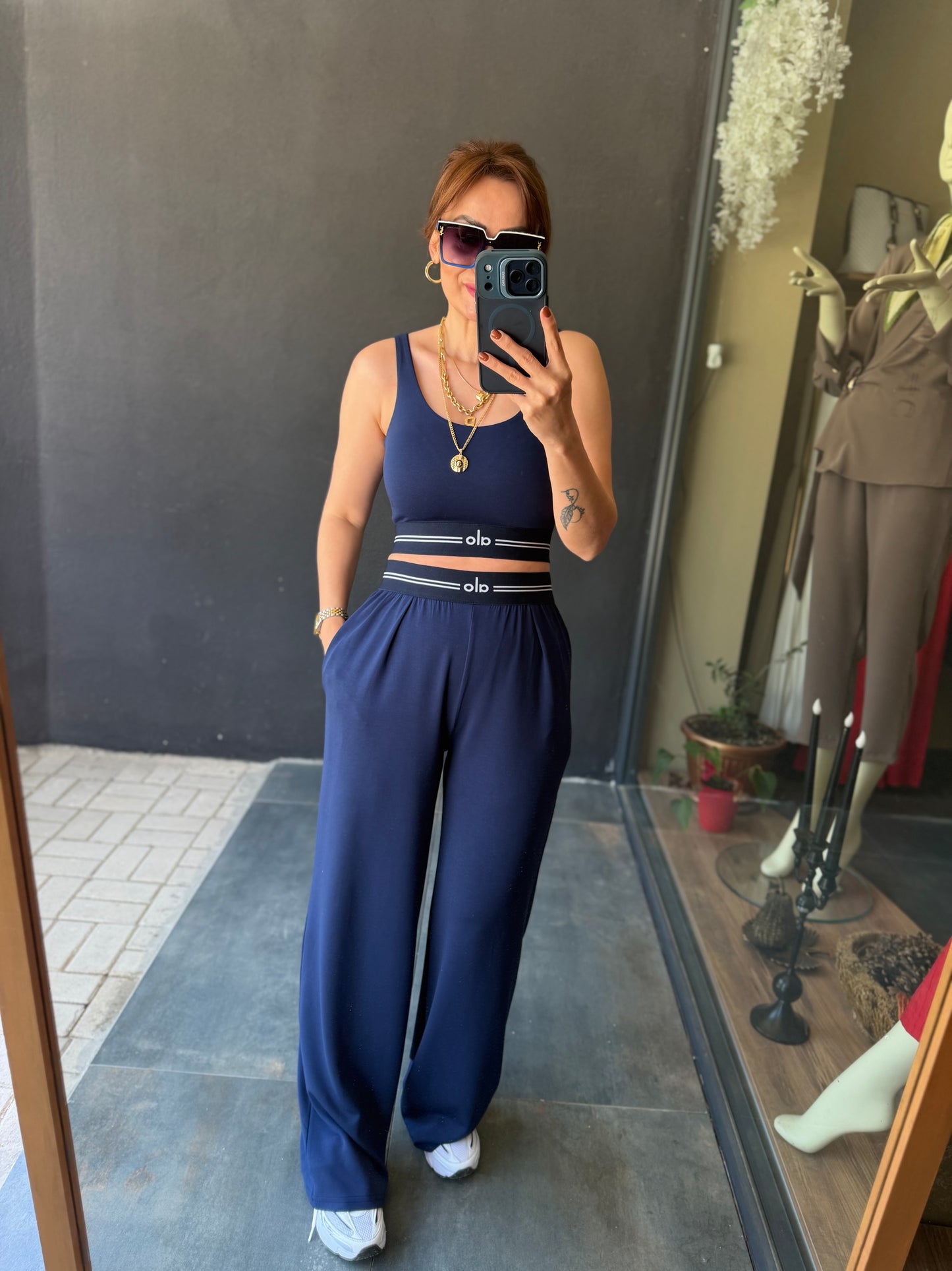 Vestal Lacivert Modal Crop & Pantolon Takım