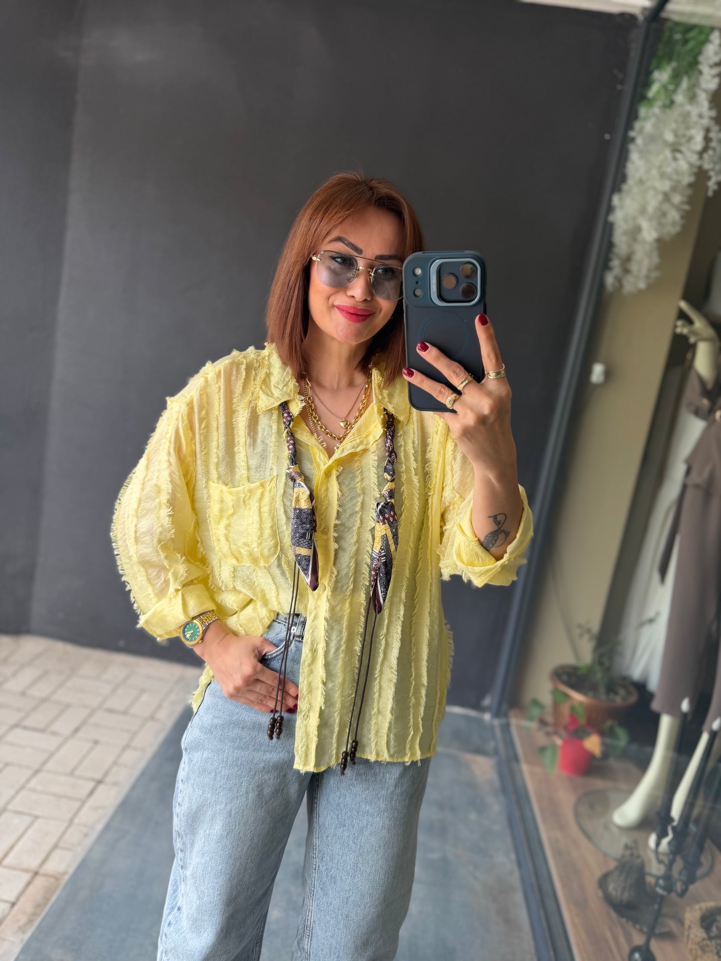 Pasha Sarı Tensel Gömlek