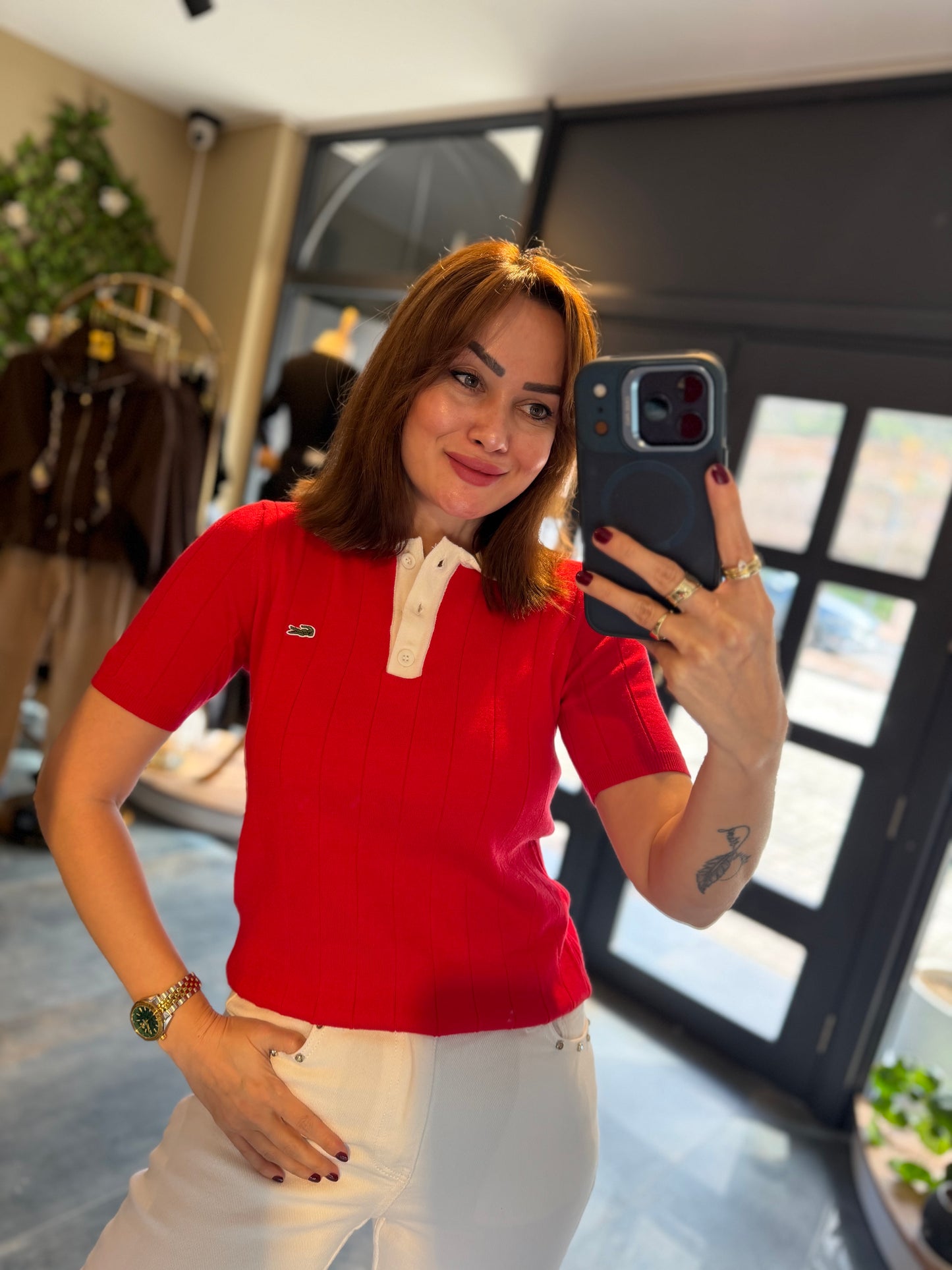 Misse Kırmızı Triko Kısa Kol T-Shirt