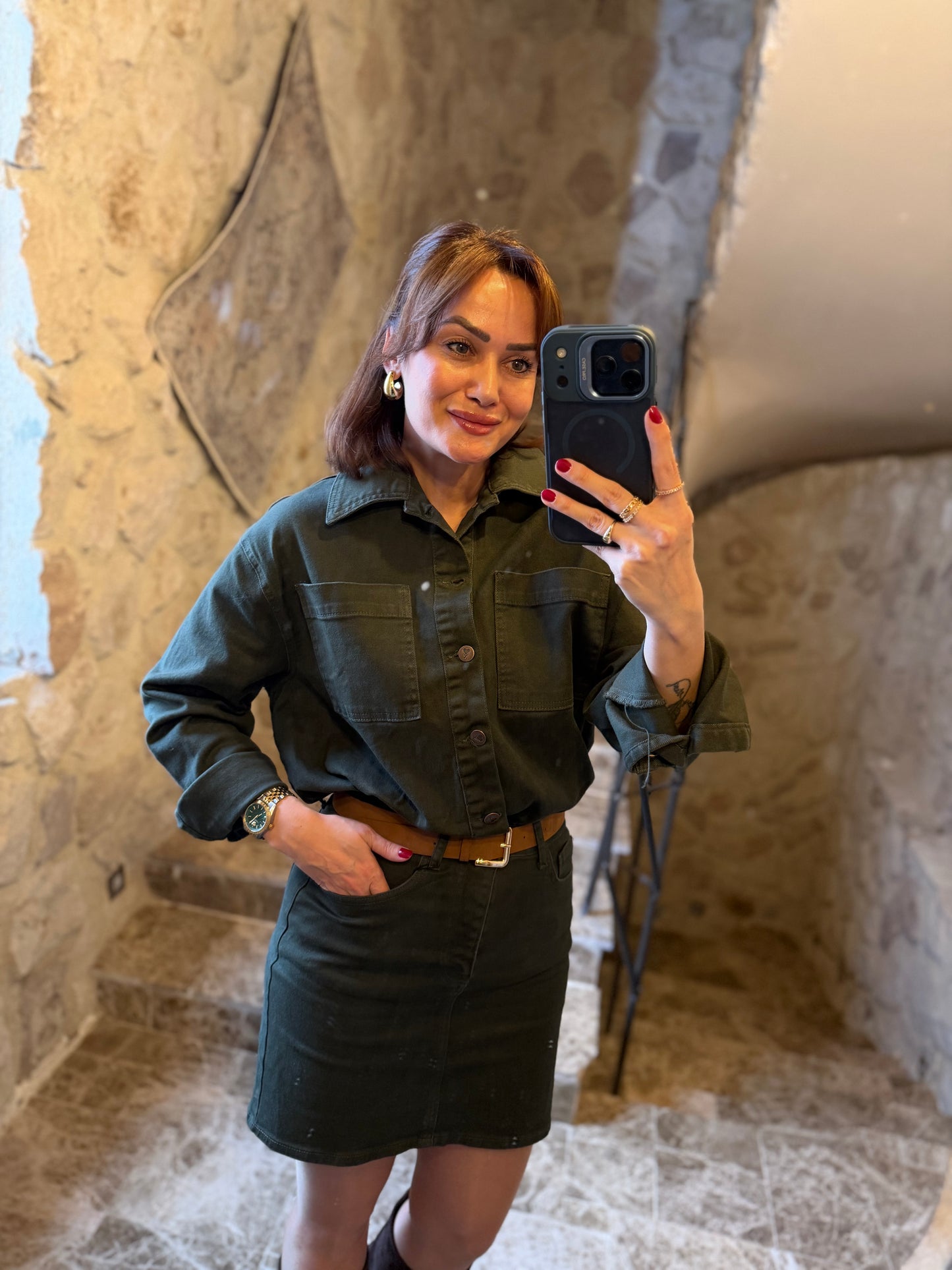 Xlove Haki Toparlayıcı Jean Elbise