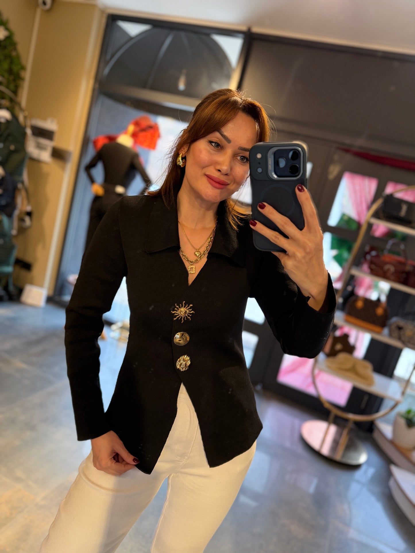 Given Siyah Çelik Örme Bluz