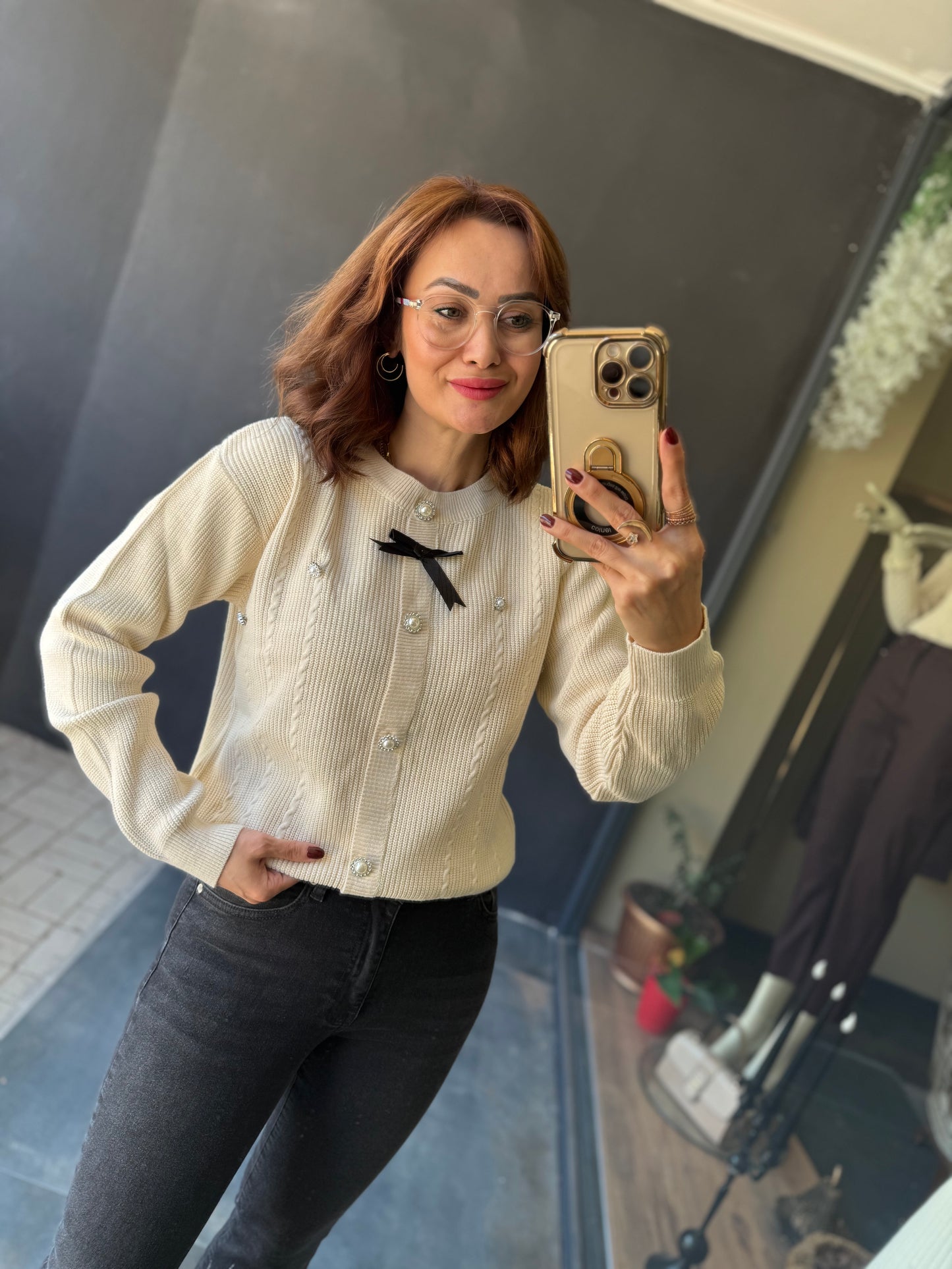 Sayanor Bej Örme Bluz