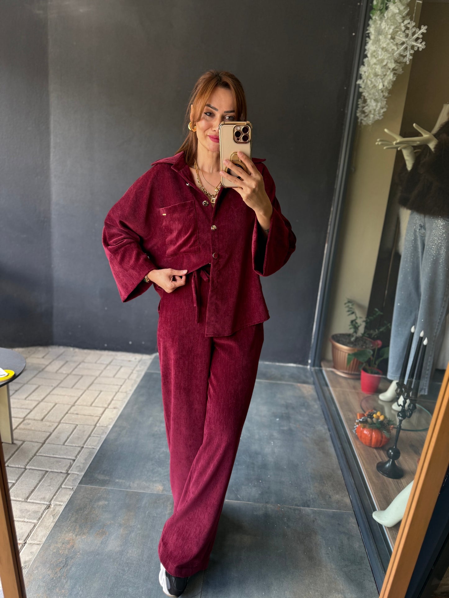 Doriko Bordo Kadife Takım