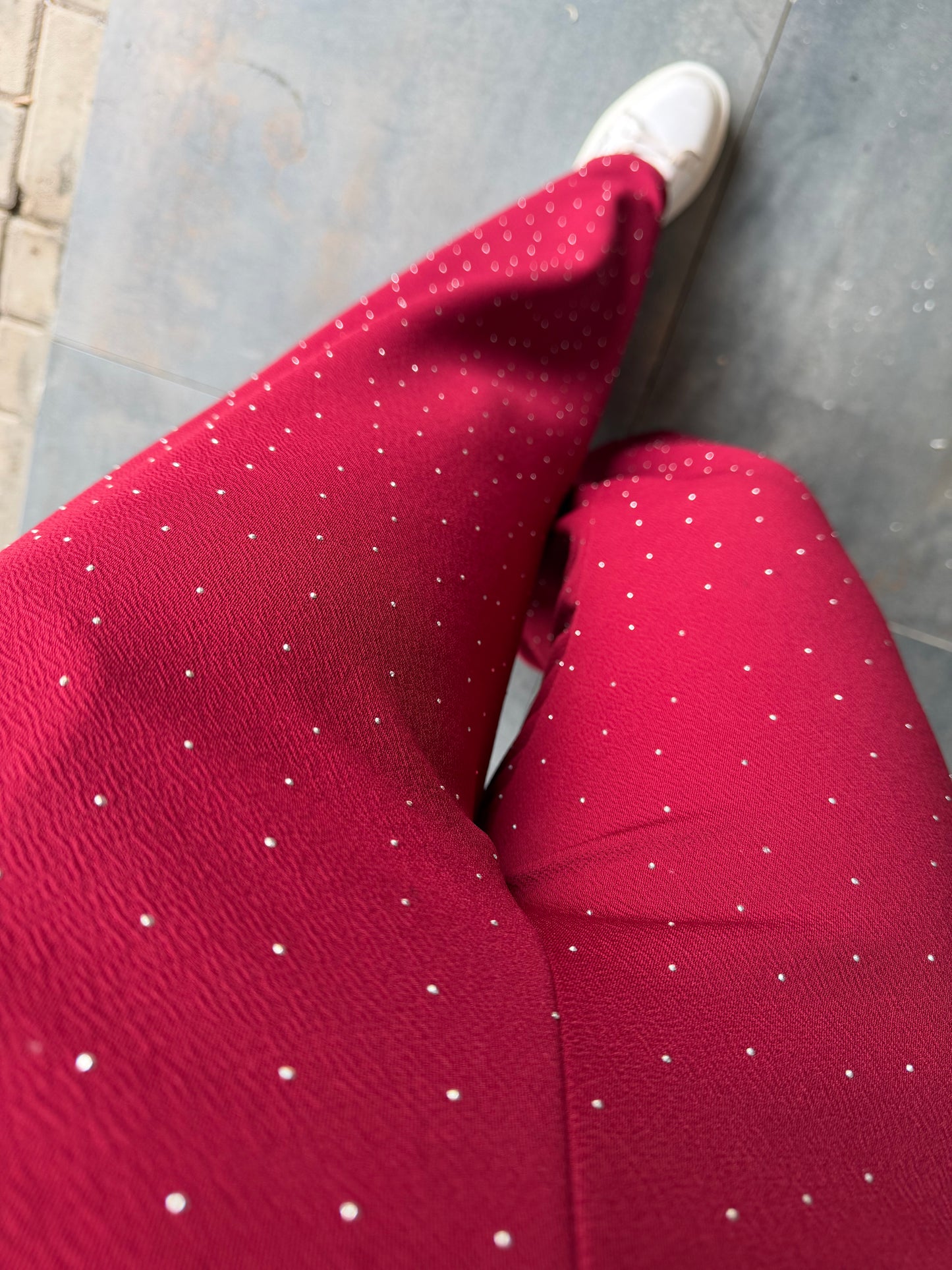 Bordo Taş Detaylı Fermuarlı Takım