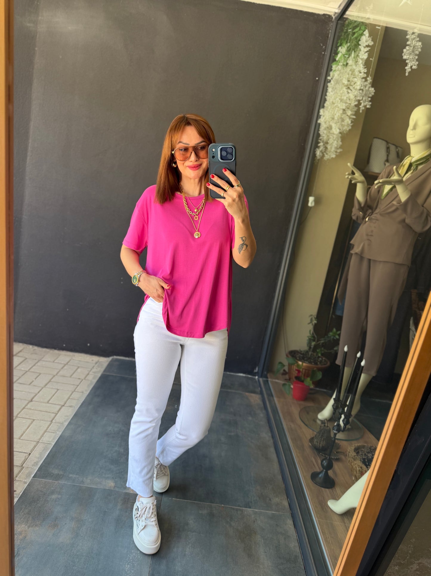 Dark Pembe Modal Basic T-Shirt