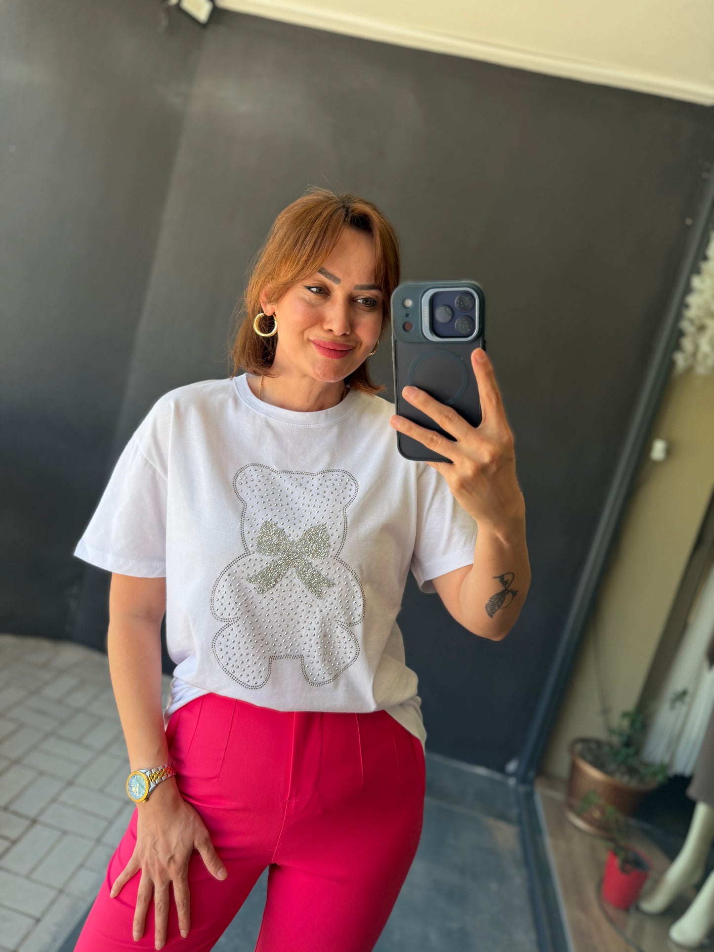 Pembe Flato Pantolon /Tshirt Takım
