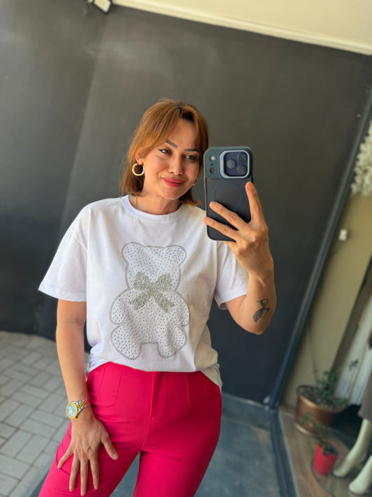 Pembe Flato Pantolon /Tshirt Takım