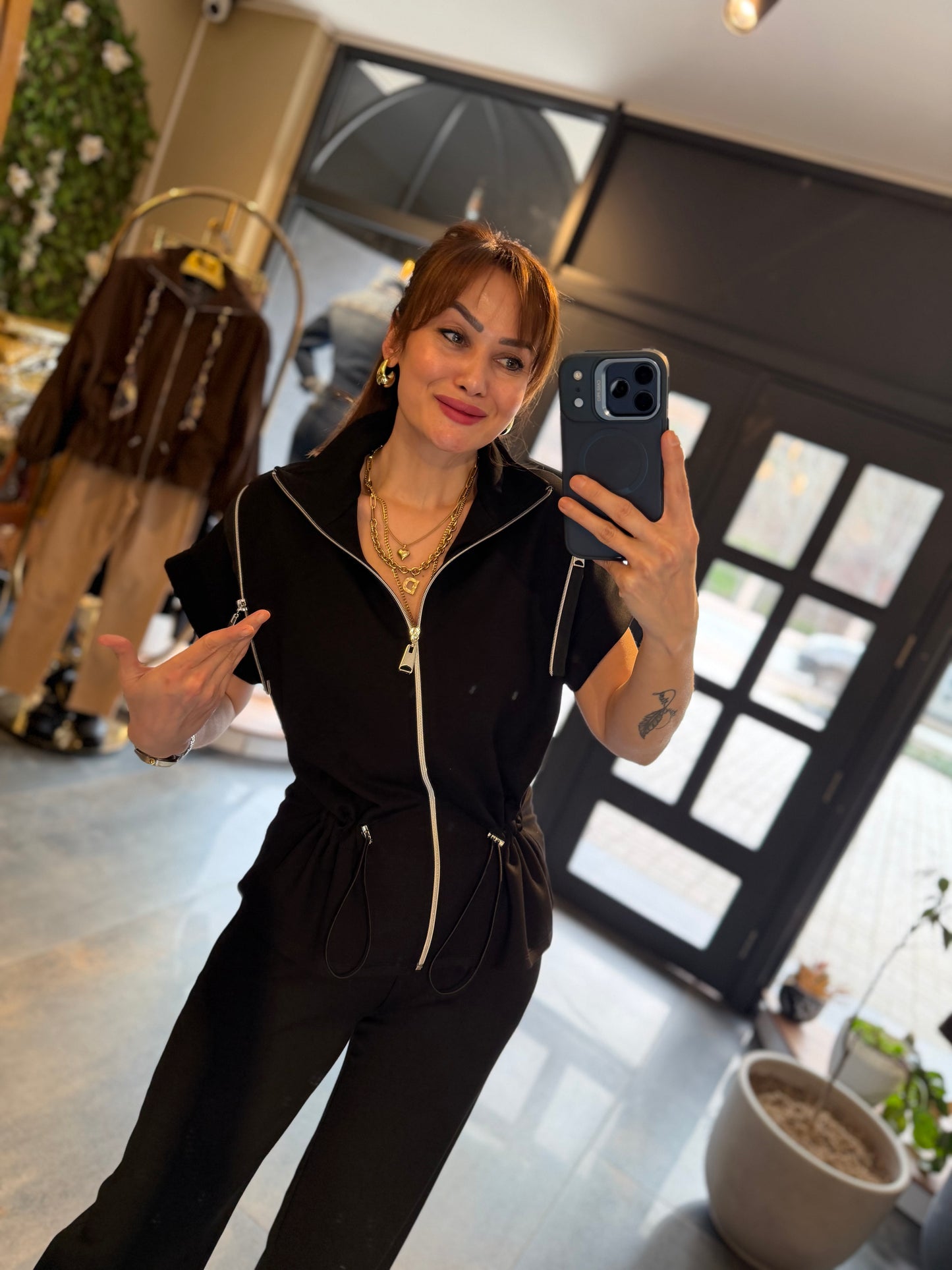 Lume Fermuar Detaylı Siyah Modal Takım