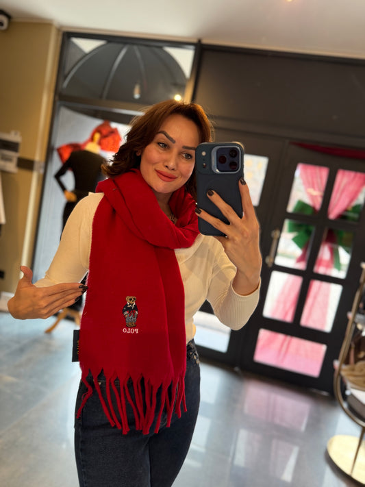 Gustor Kırmızı Peluş Atkı