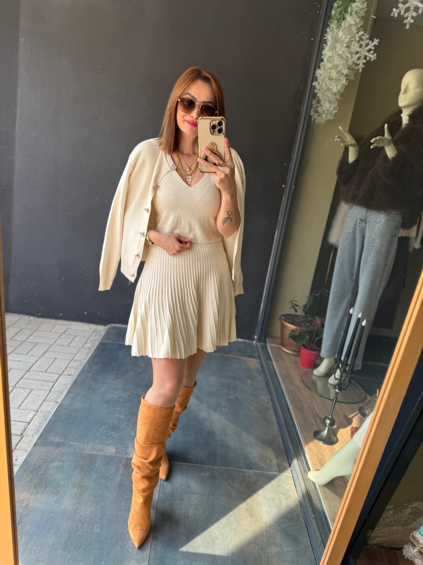 Noly Bej Etek & Hırka Triko Takım