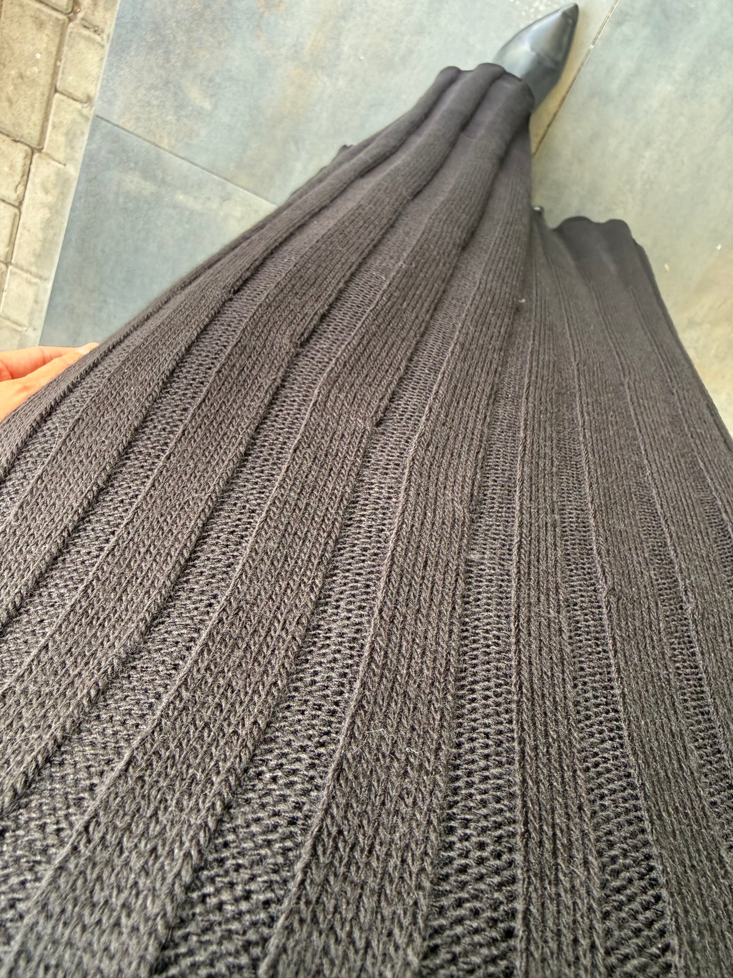 Lufi Maxi Siyah Elit Triko Elbise