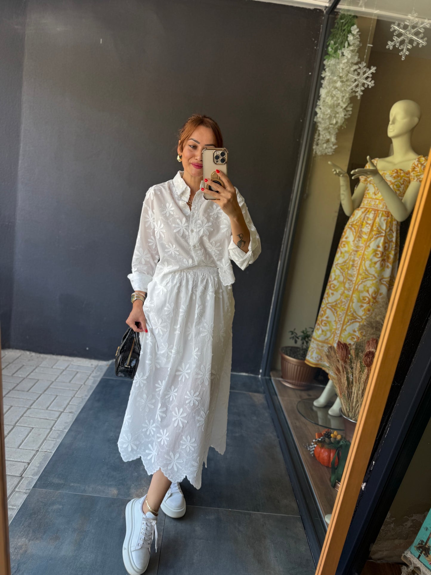 Marina Beyaz Etek & Gömlek Takım