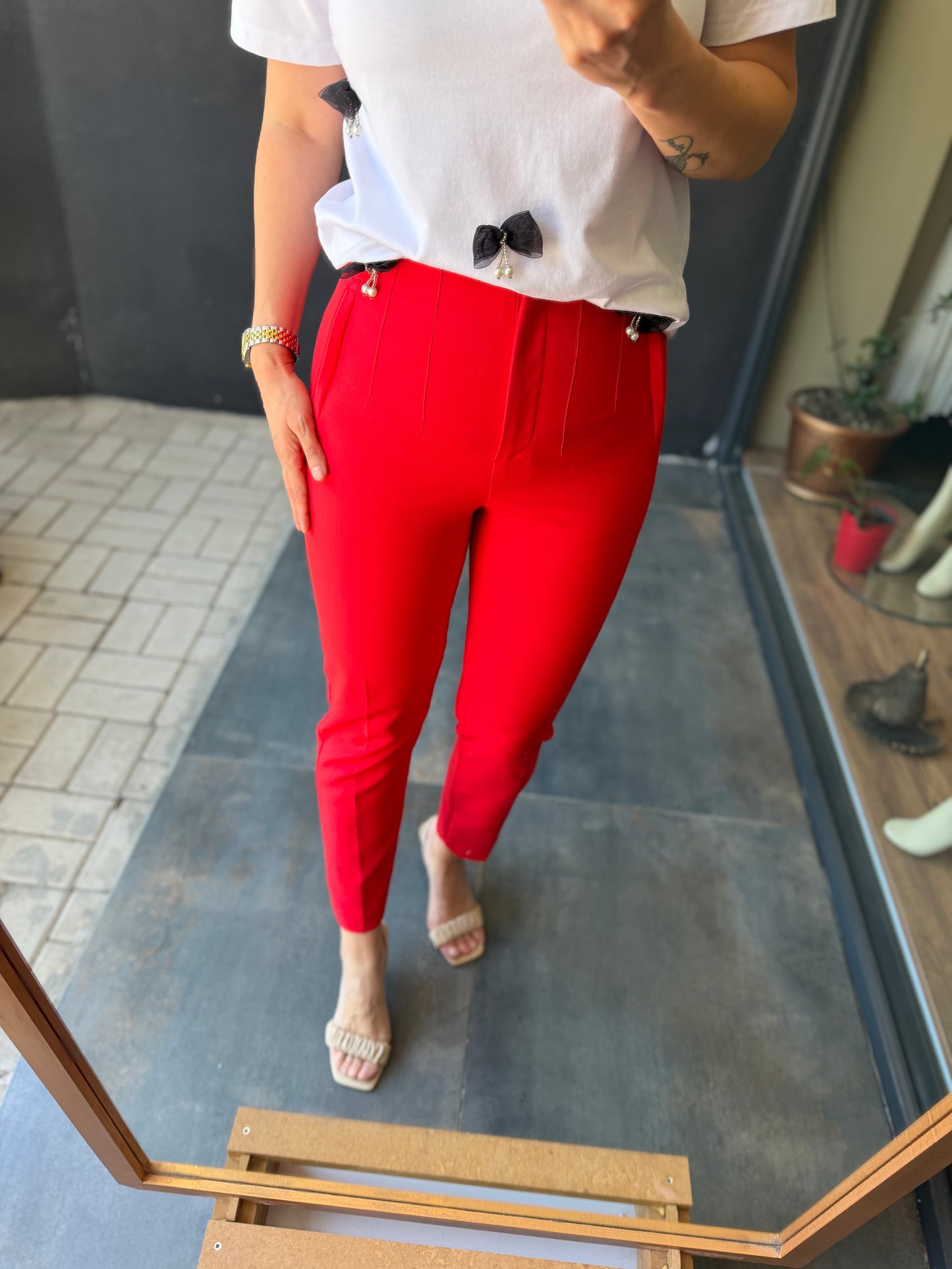 Kırmızı Flato Pantolon /Tshirt Takım