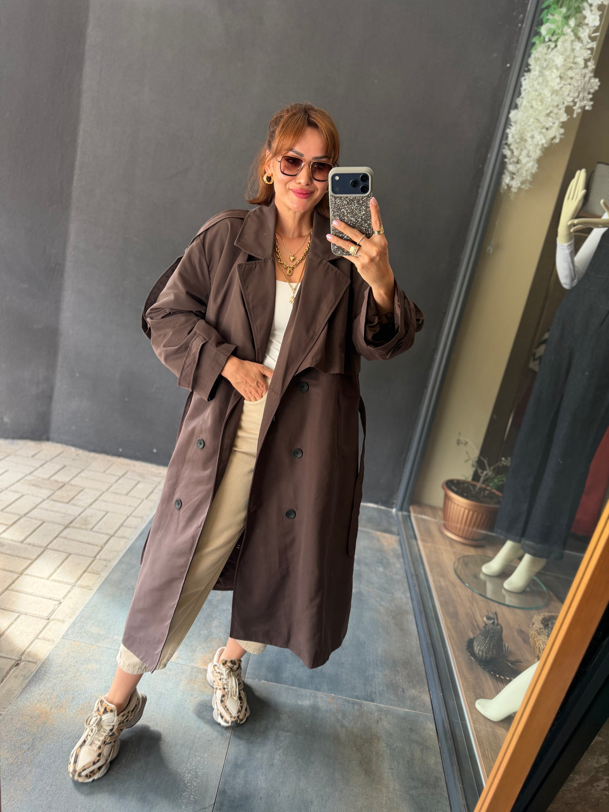 Alveron Kahve Oversize Trenchcoat