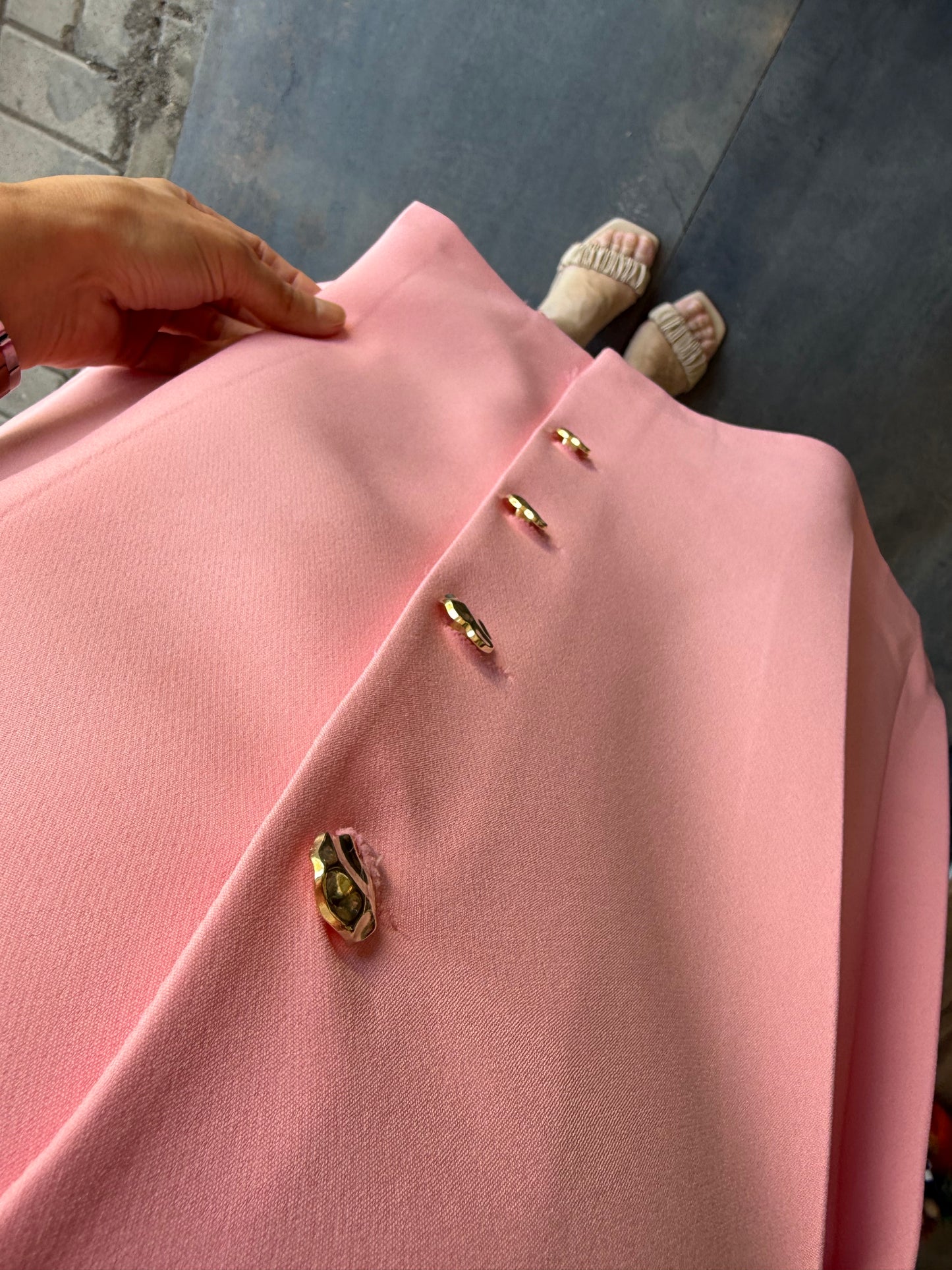 Jou Pembe Yakalı Elbise