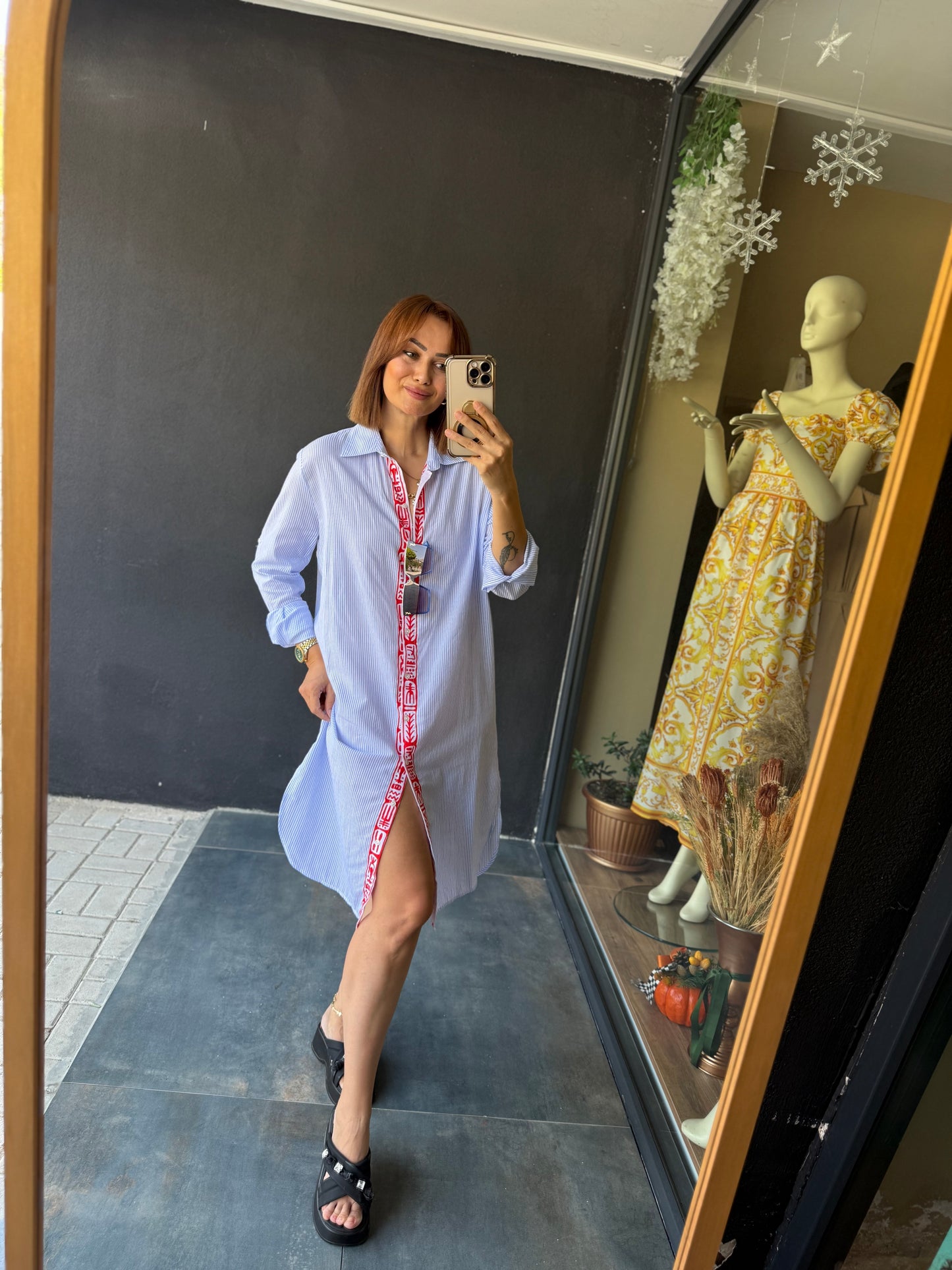 Purina Çizgili Gömlek Tunik &Elbise