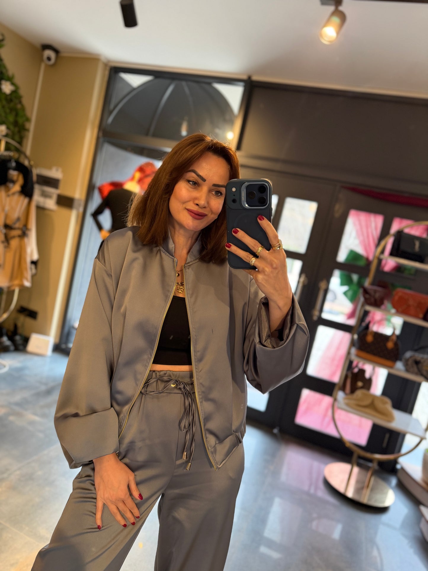 Norman Gri Saten Takım